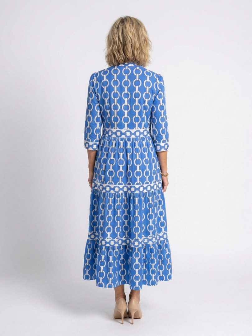 Ysolde | Chain Print Three-Quarter Sleeve Midi Dress