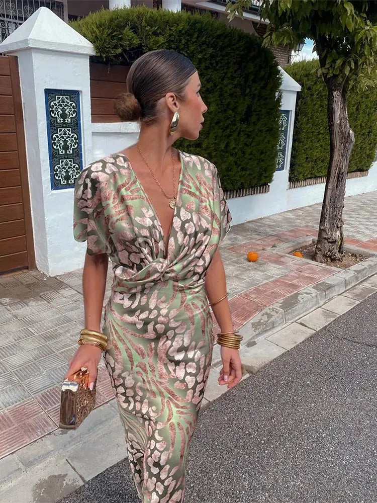 Layla - Elegant Copper Midi Dress