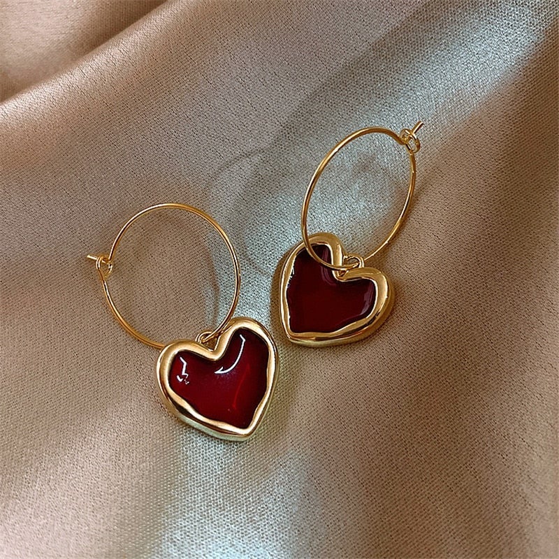 Amour Red Heart Earrings