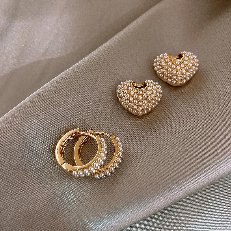 Fully Heart Pearl Earrings