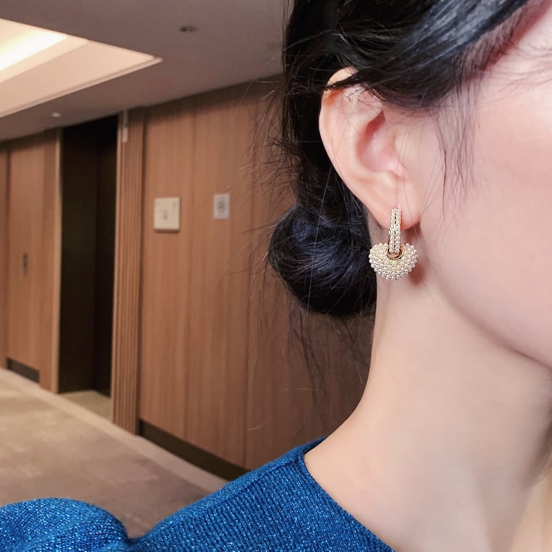 Fully Heart Pearl Earrings