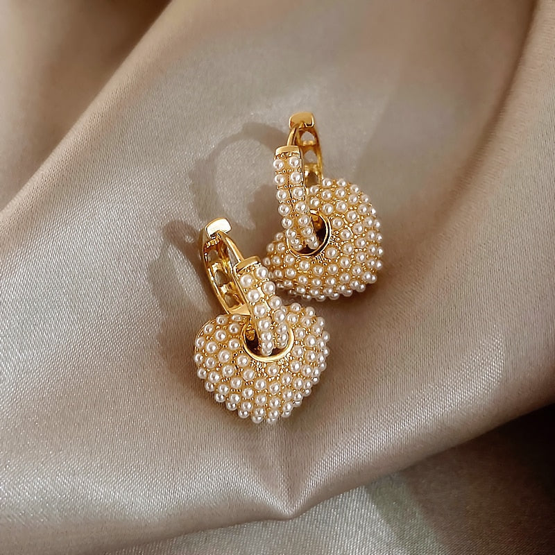 Fully Heart Pearl Earrings