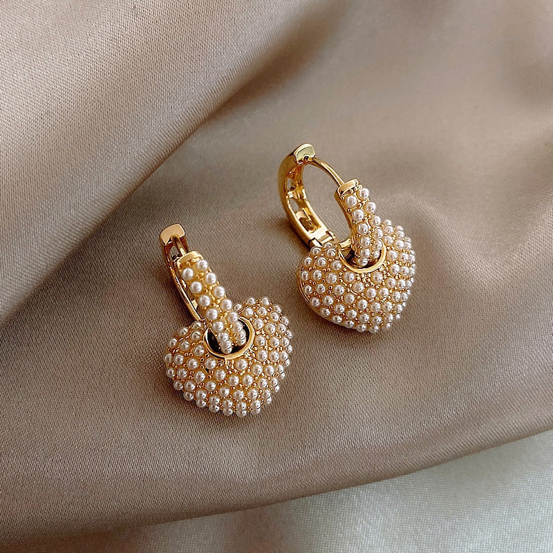 Fully Heart Pearl Earrings