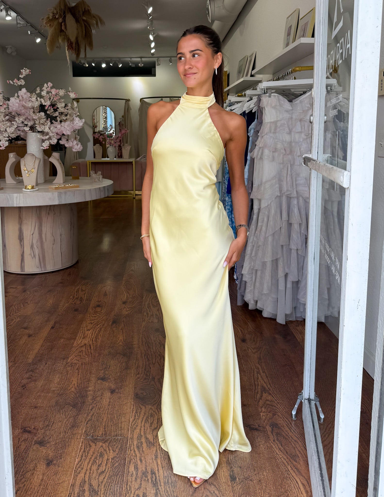 ZEYNEP | Elegant Satin Halter Neck Maxi Dress