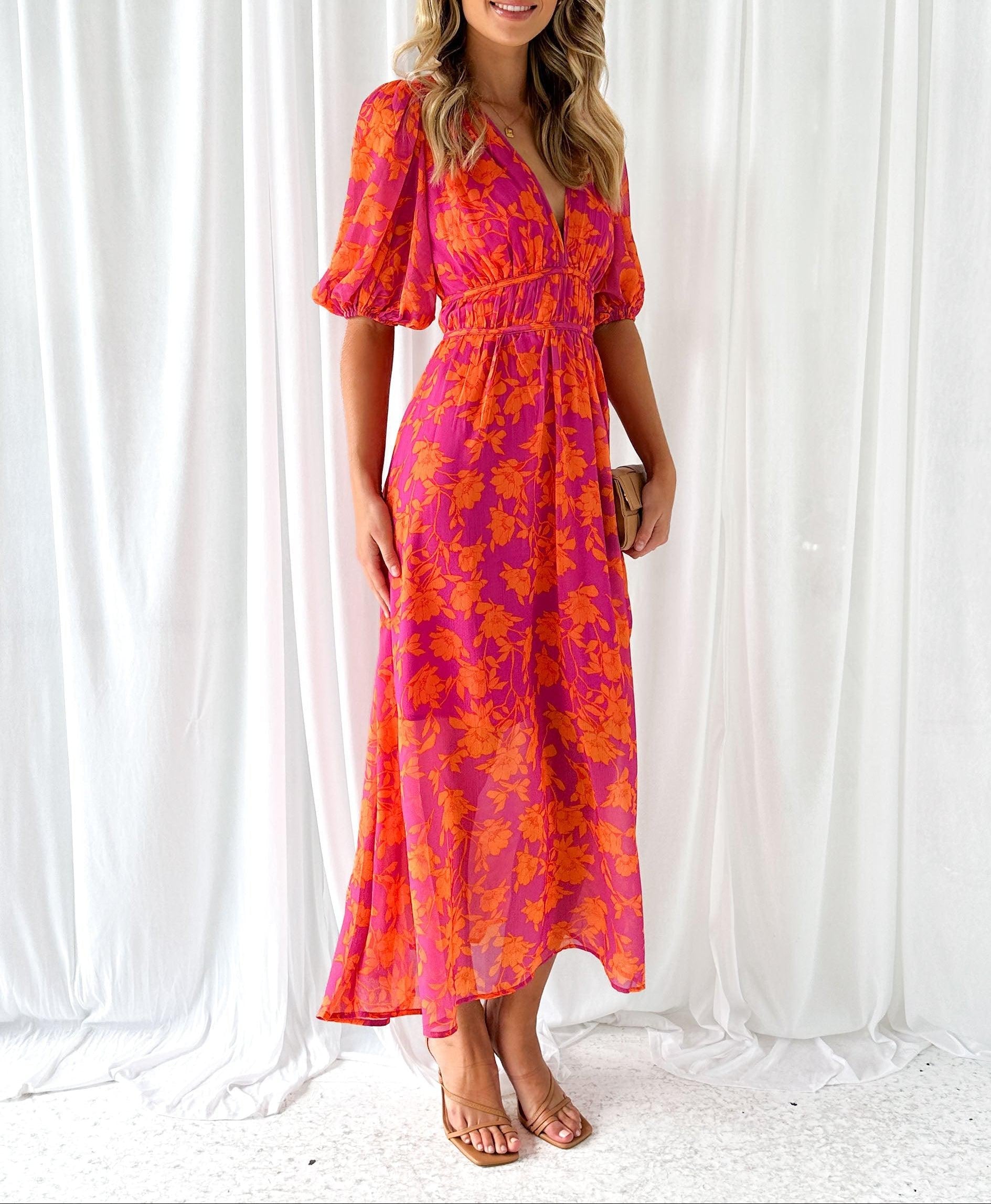 Luna™ – Modern floral midi dress