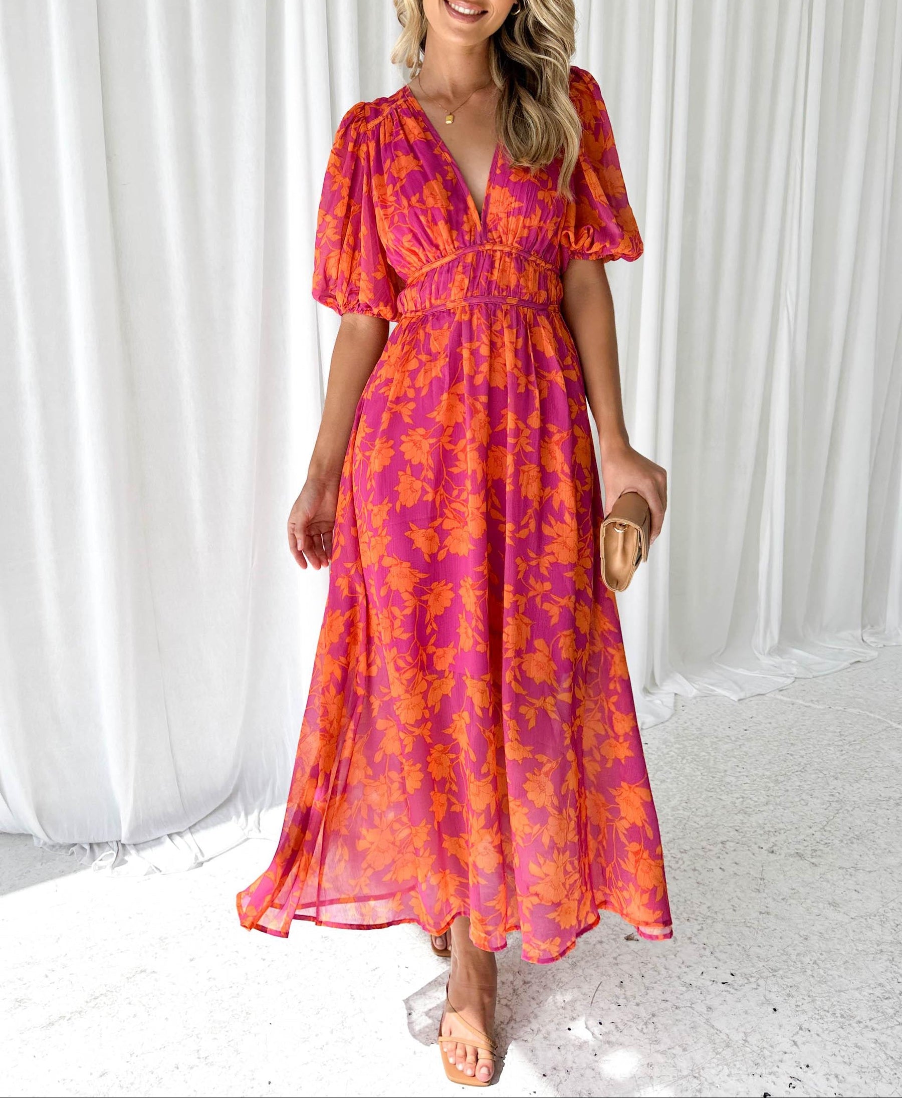 Luna™ – Modern floral midi dress
