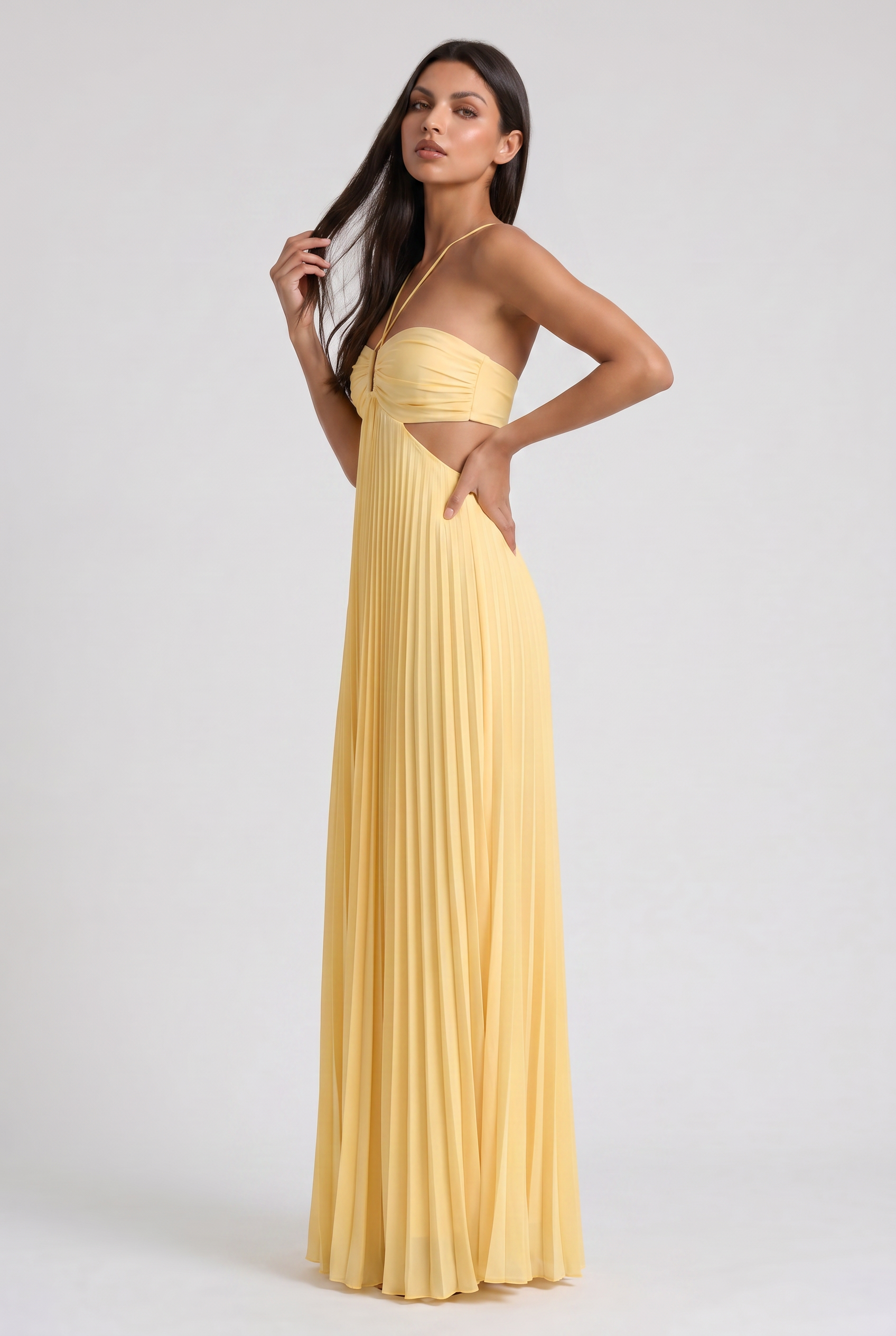 Isabelle - Pleated Halter Maxi Dress