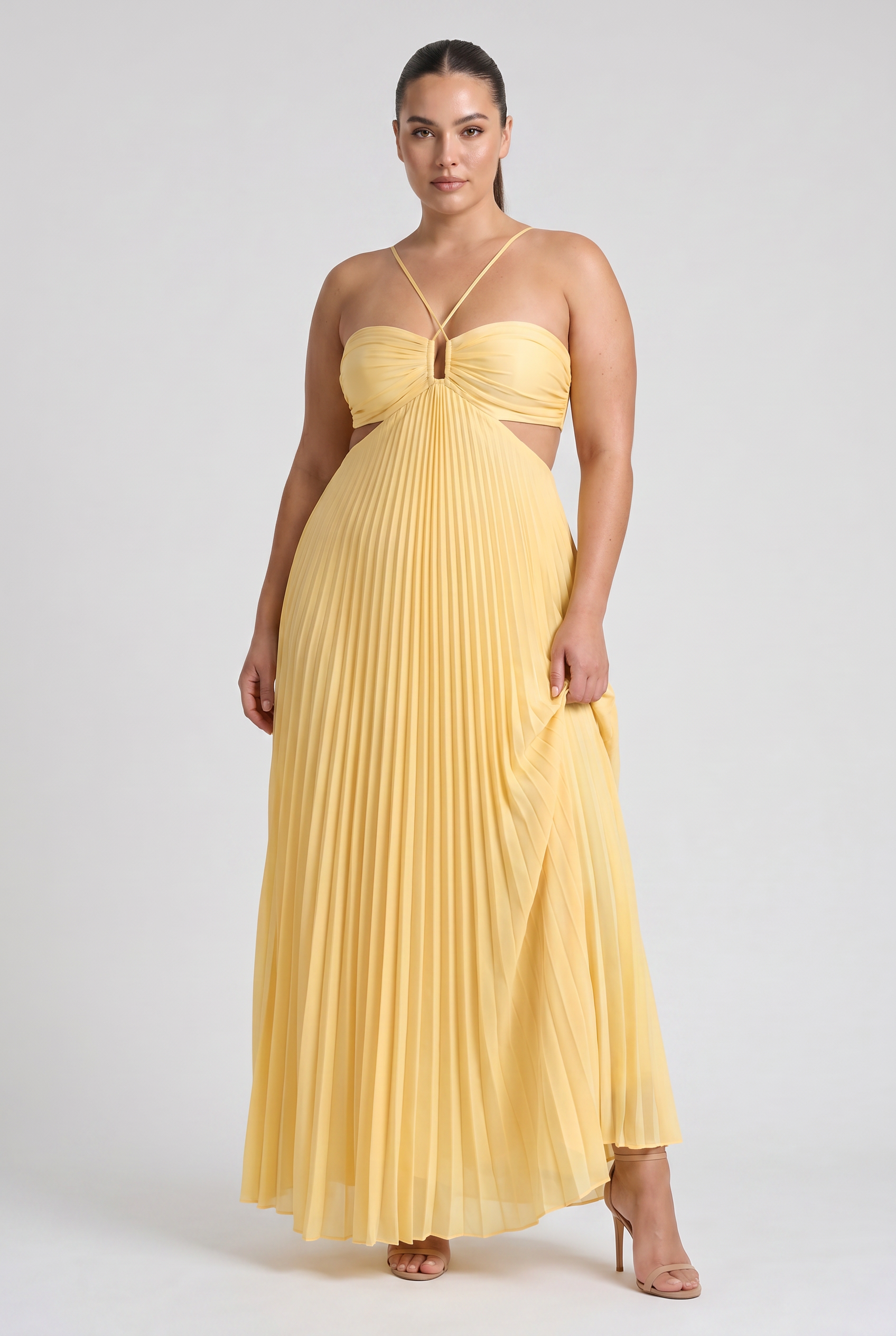 Isabelle - Pleated Halter Maxi Dress
