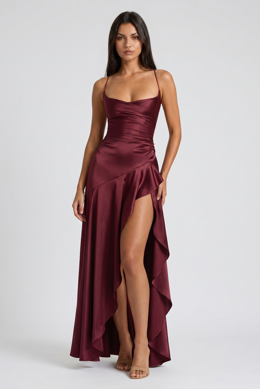 Ruby - Asymmetrical Draped Maxi Dress