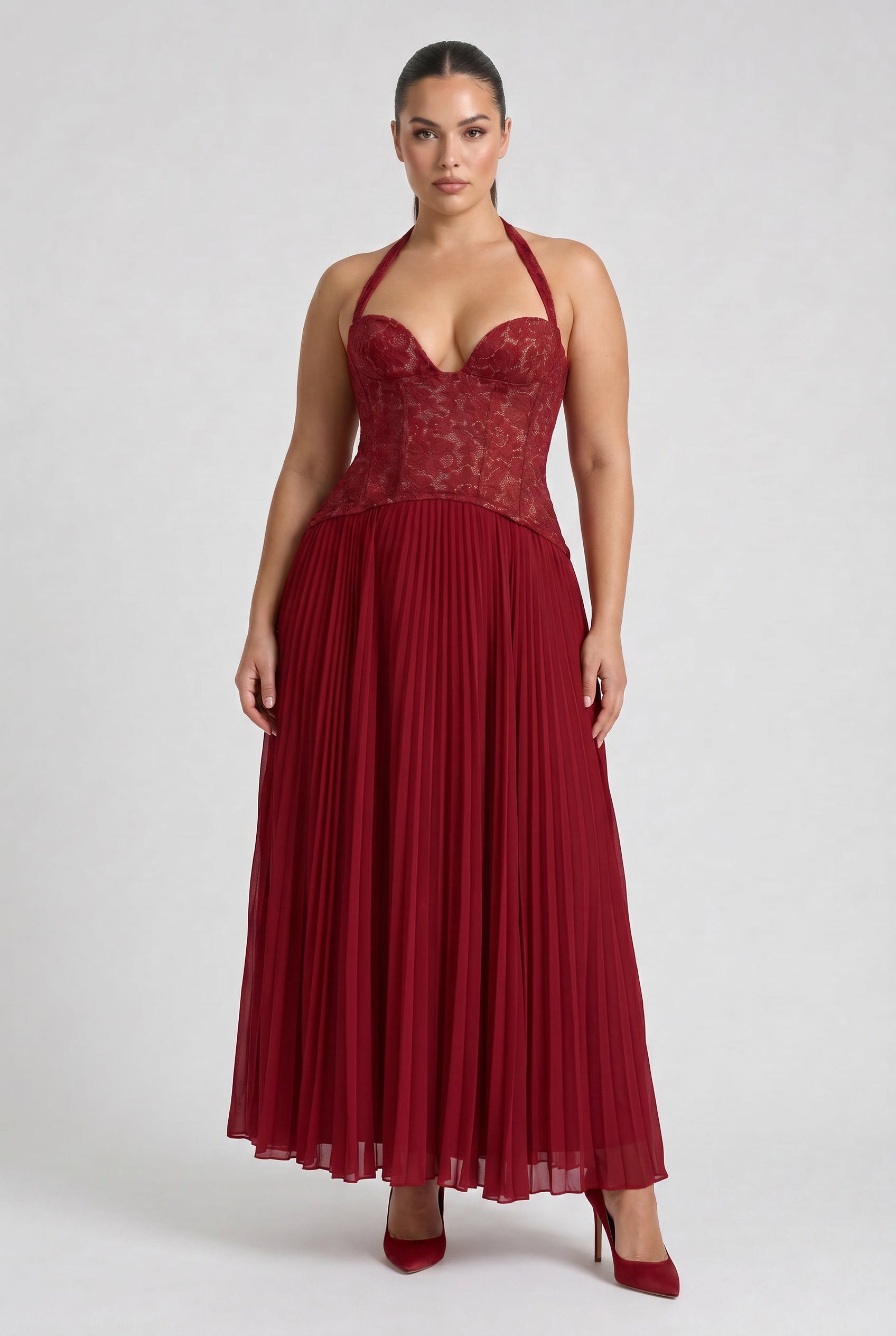 Charlotte - Pleated Skirt Lace Dress