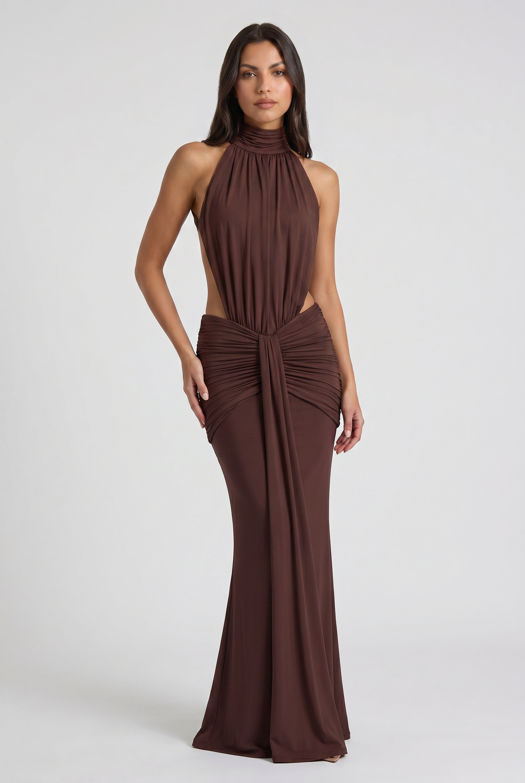 Aria - Draped Halter Evening Dress