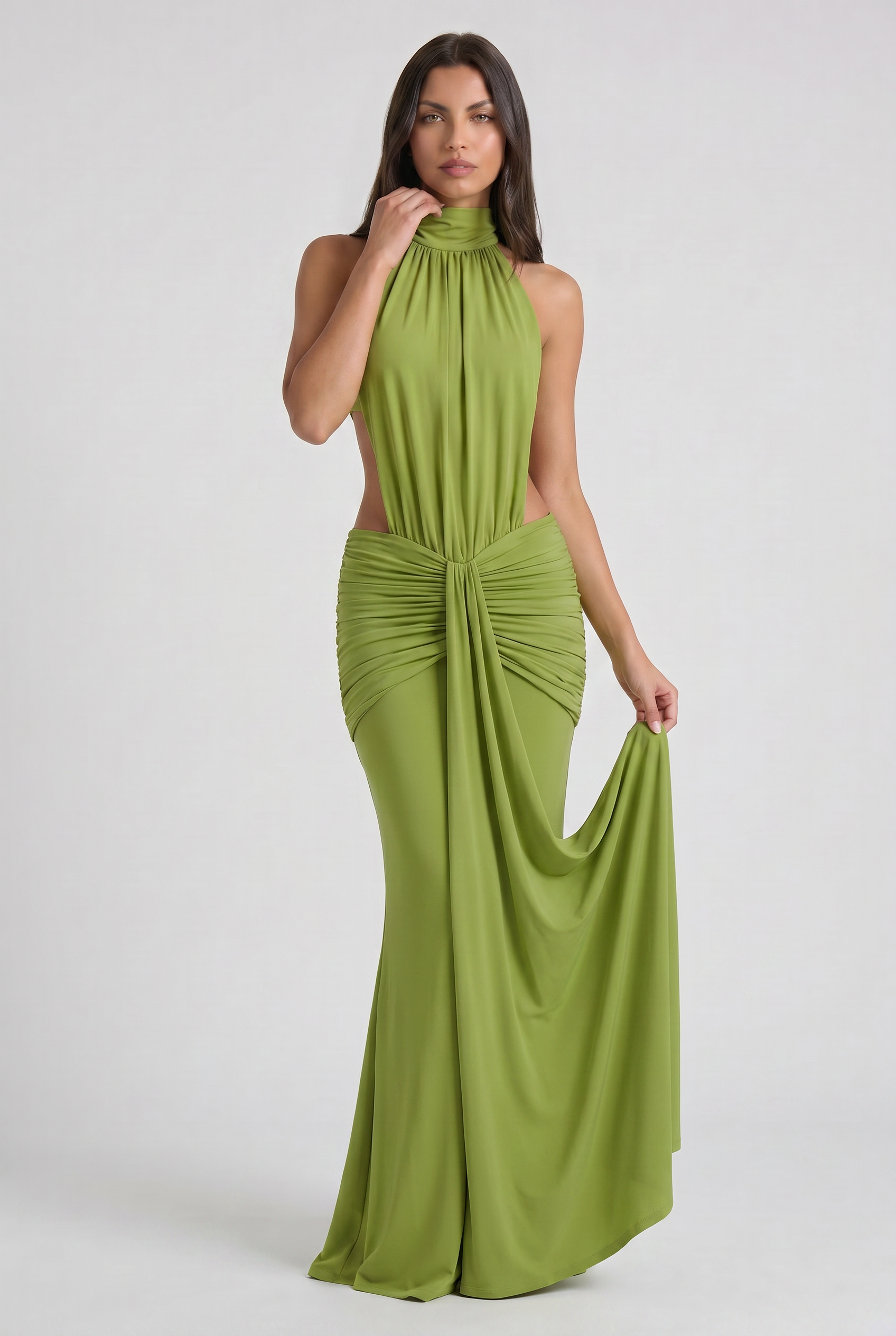 Aria - Draped Halter Evening Dress