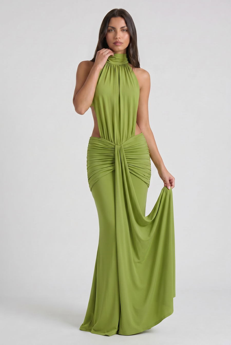 Aria - Draped Halter Evening Dress