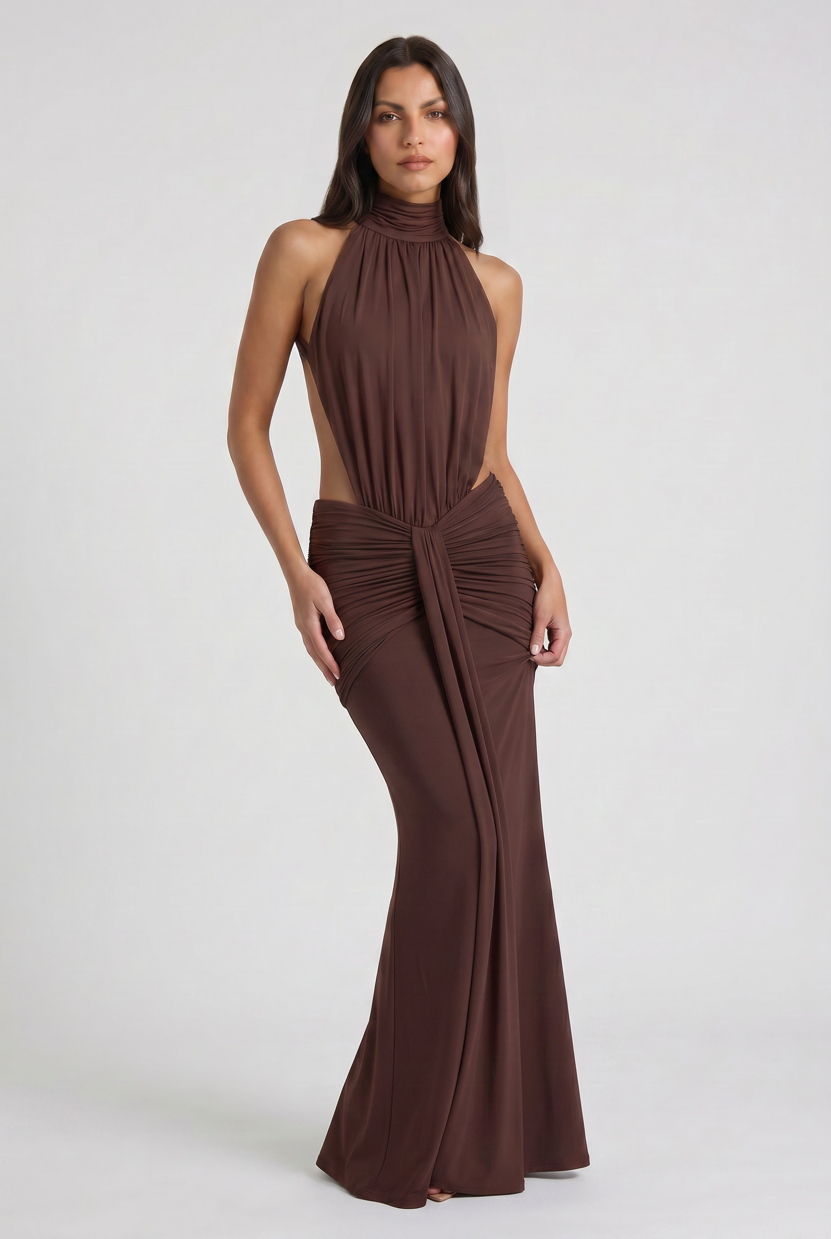 Aria - Draped Halter Evening Dress