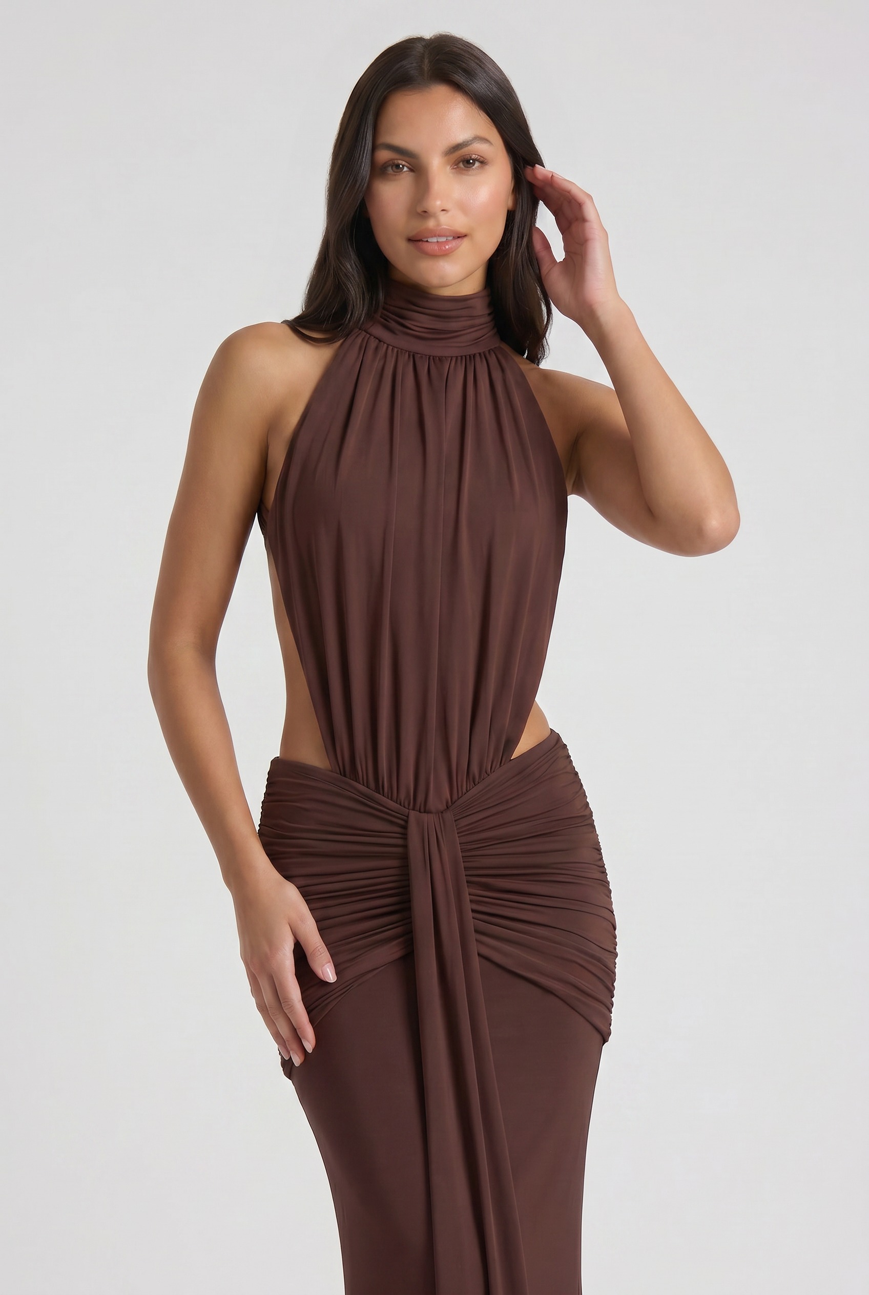 Aria - Draped Halter Evening Dress