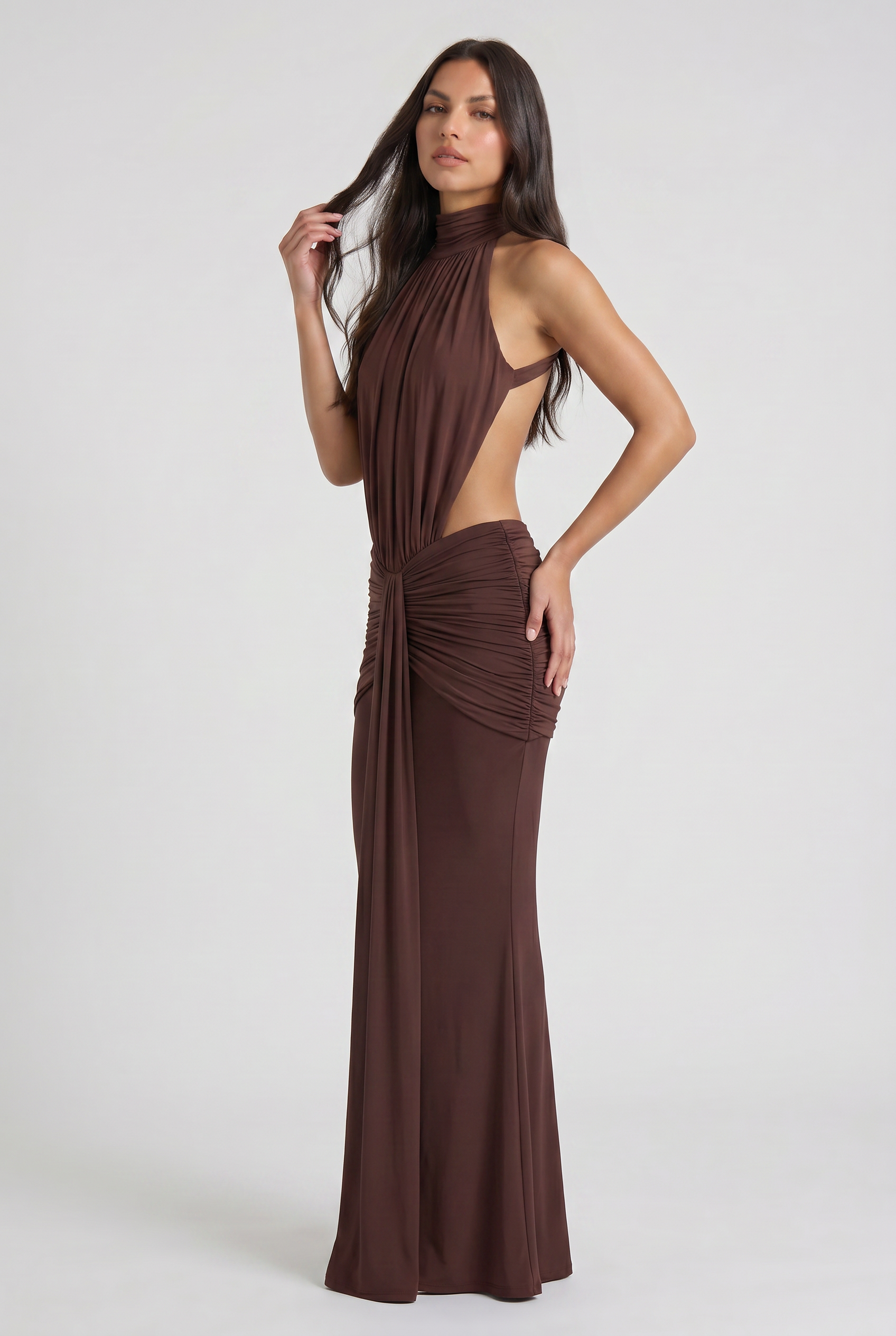 Aria - Draped Halter Evening Dress