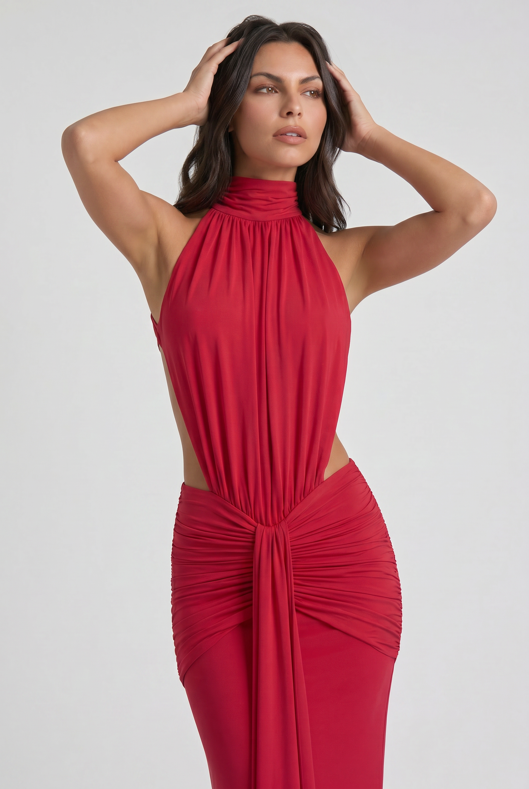 Aria - Draped Halter Evening Dress
