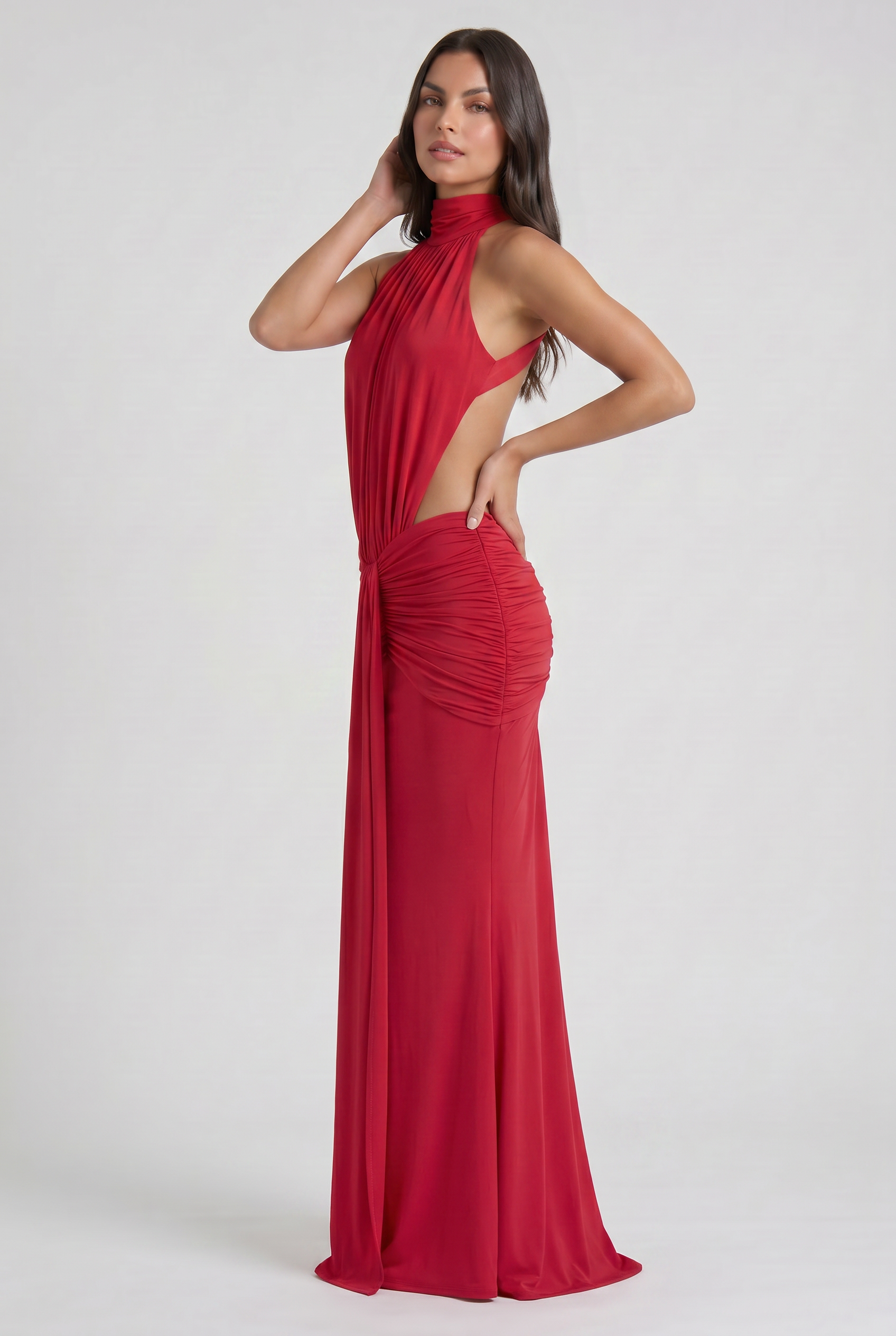 Aria - Draped Halter Evening Dress