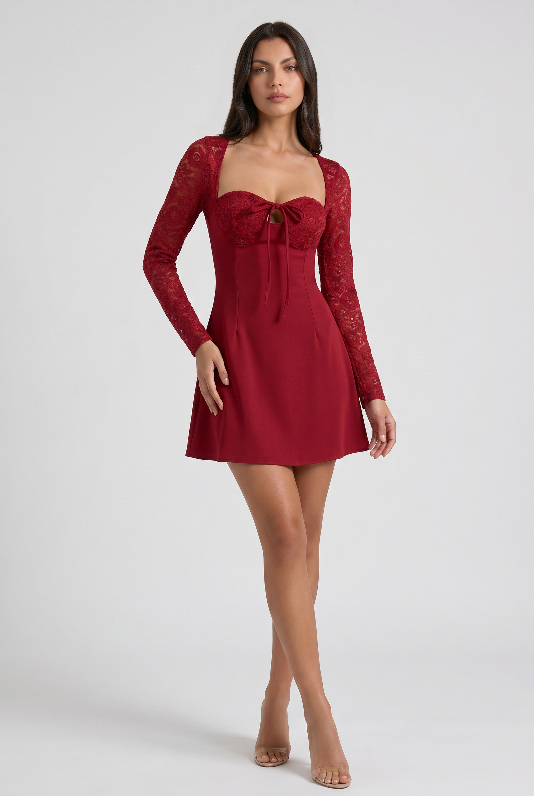 Maisie - Lace Long Sleeve Mini Dress