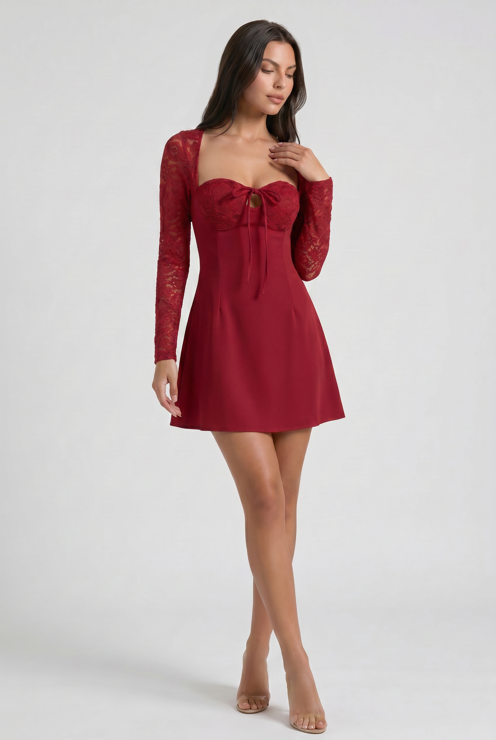 Maisie - Lace Long Sleeve Mini Dress