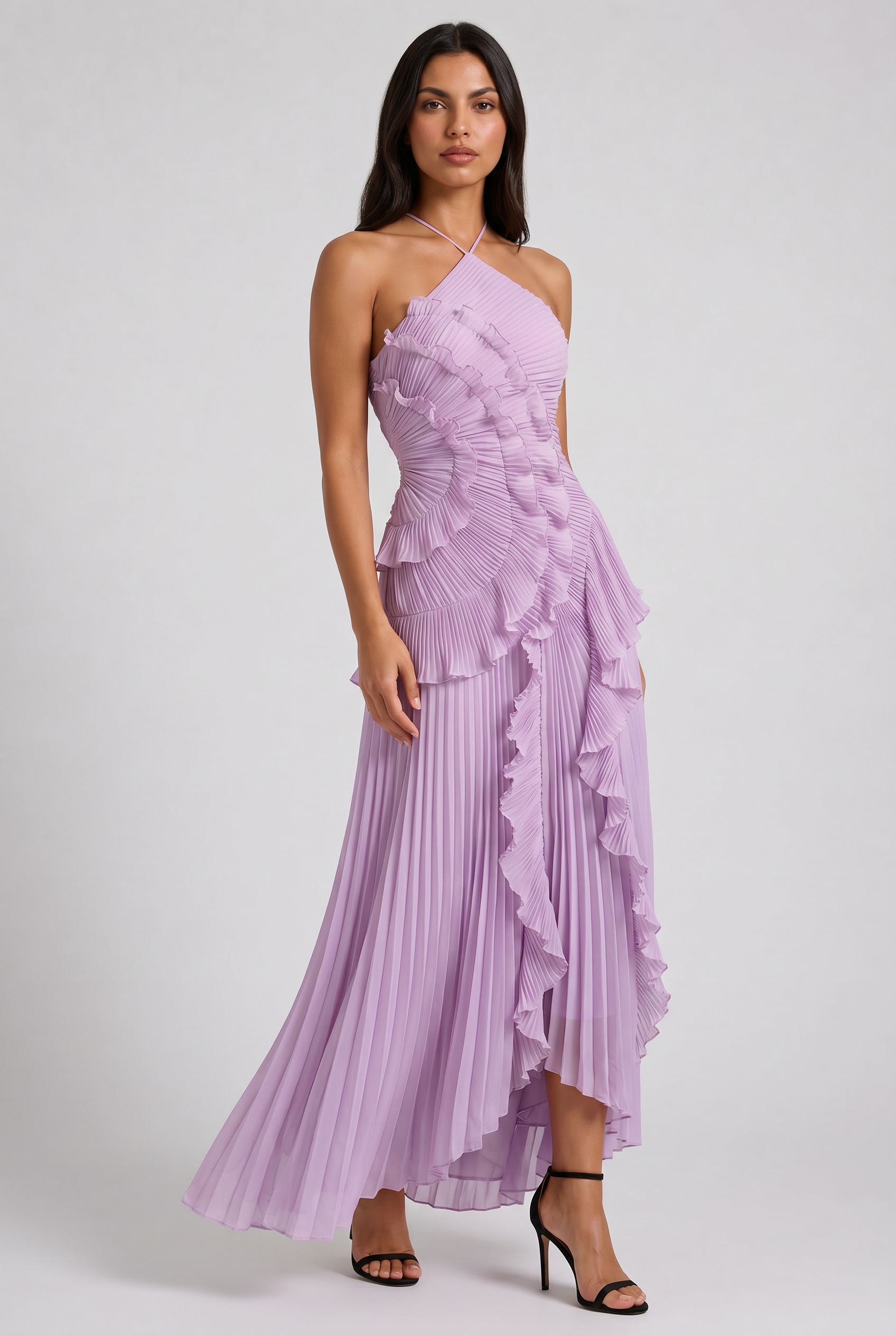 Emily - Pleated Ruffle Maxi Dress