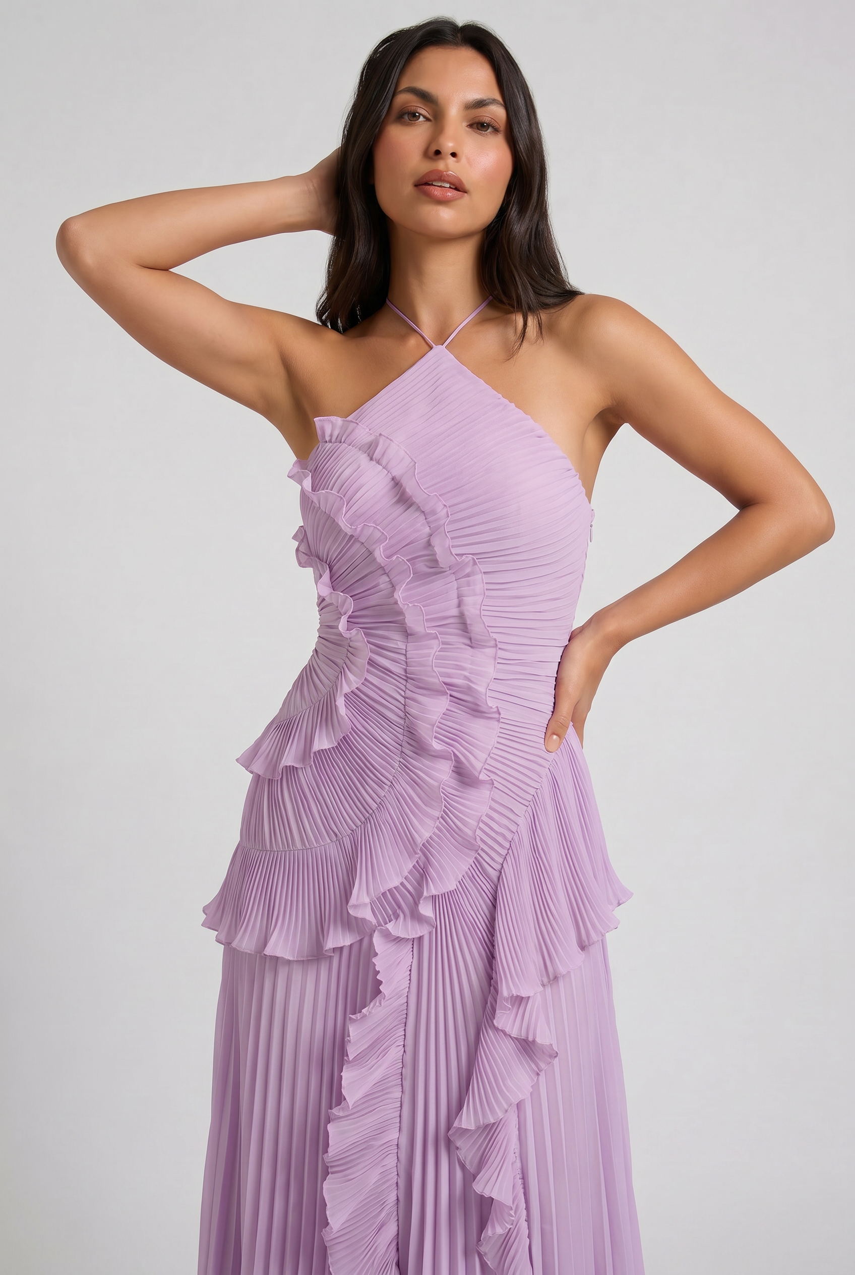 Emily - Pleated Ruffle Maxi Dress