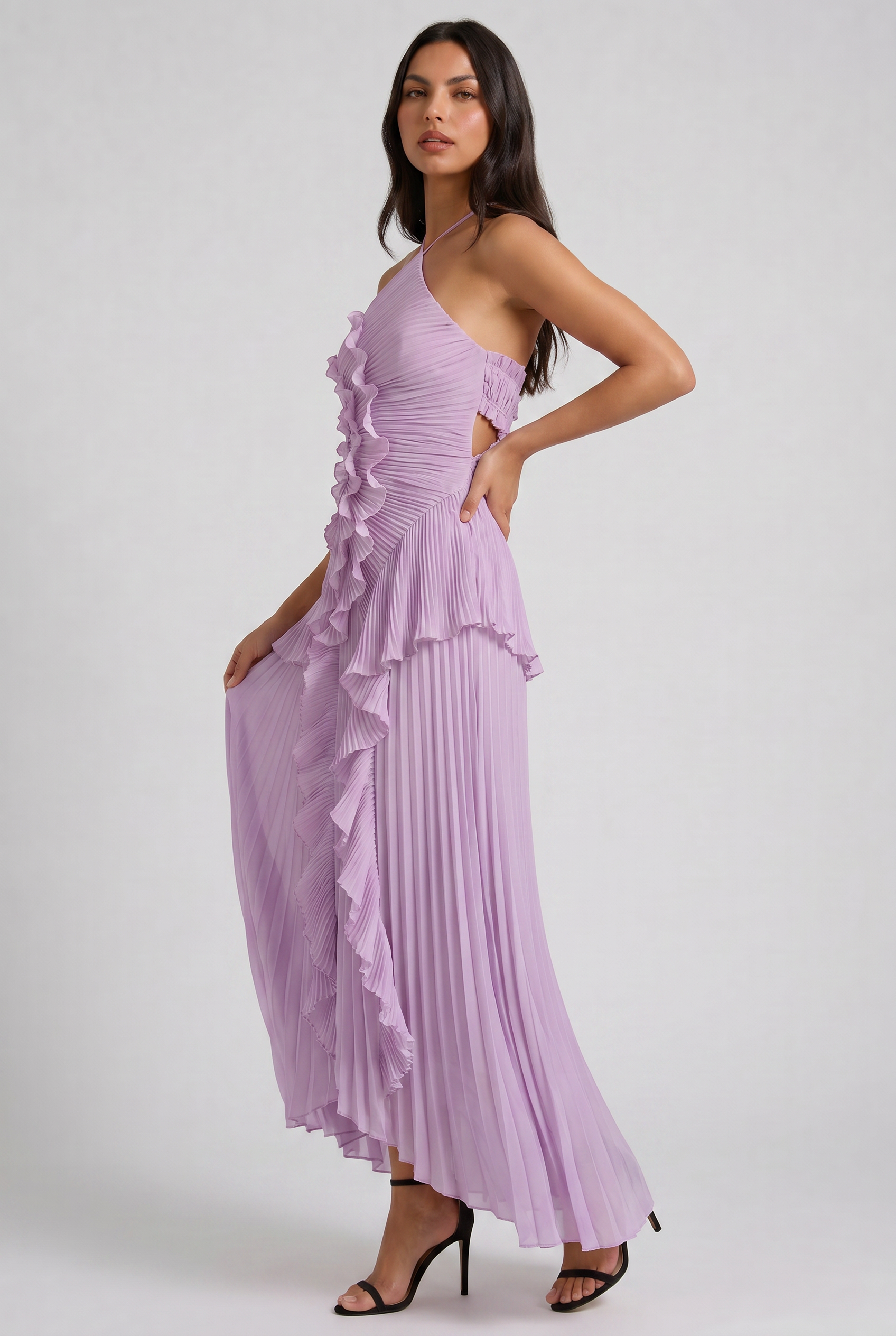 Emily - Pleated Ruffle Maxi Dress