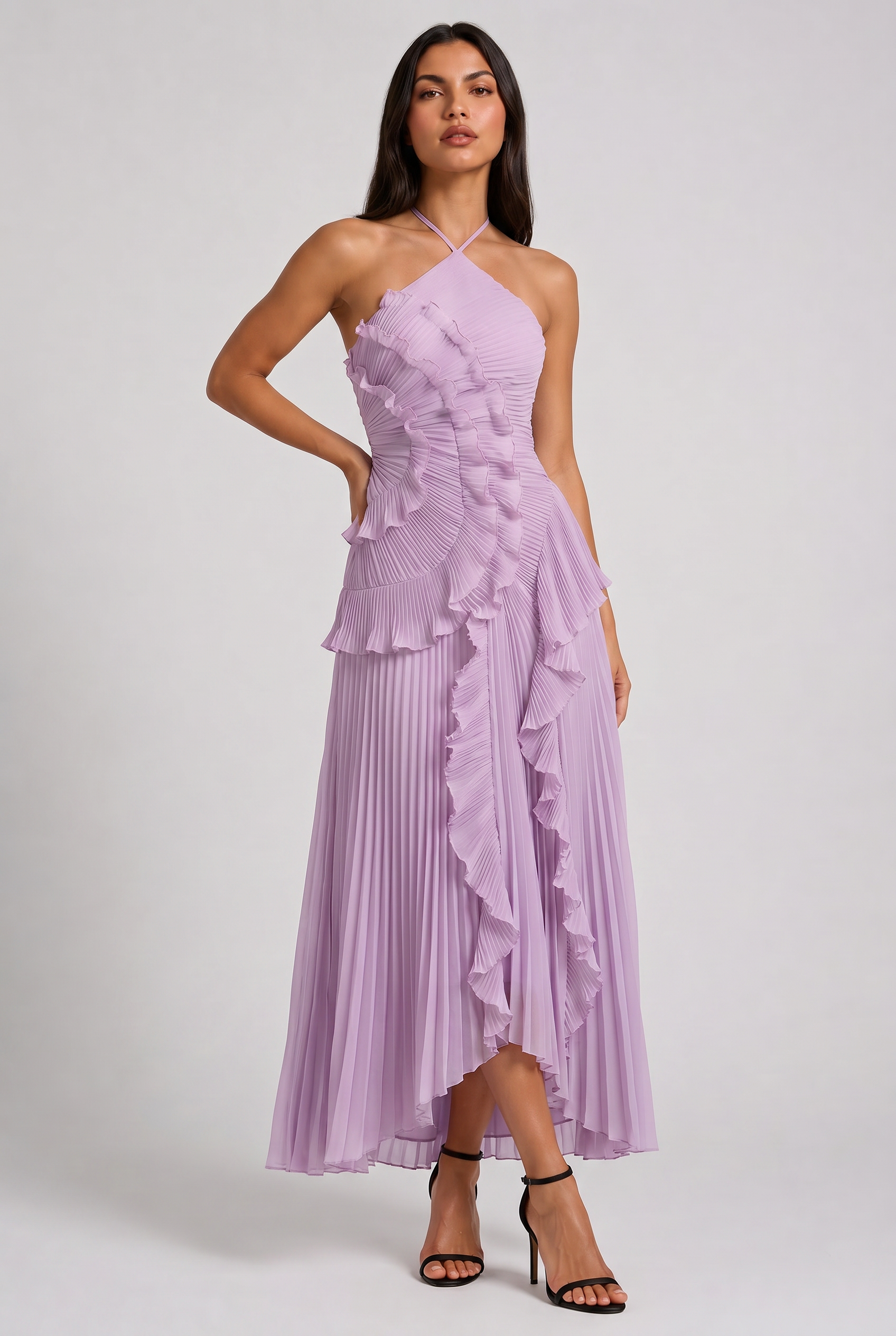 Emily - Pleated Ruffle Maxi Dress