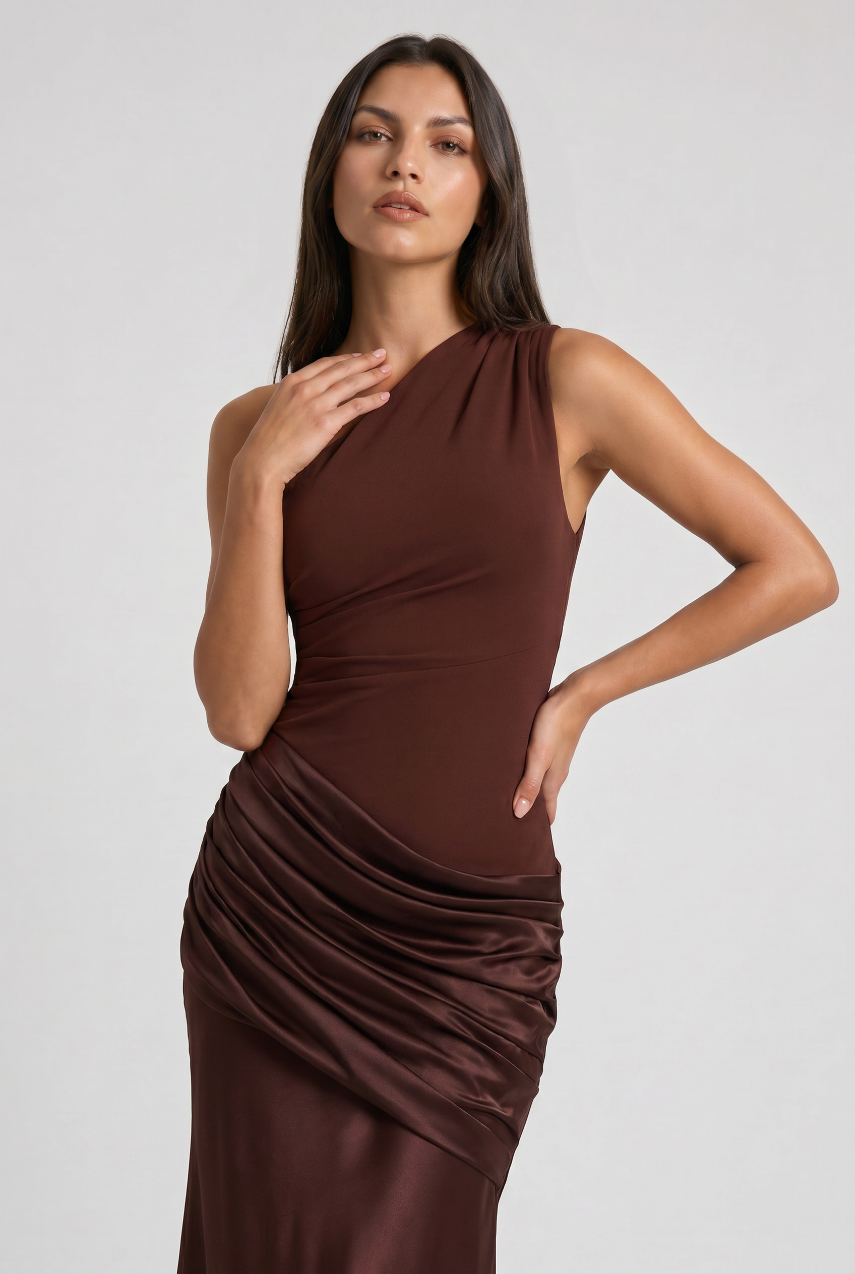 Hallie - Pleated Satin Maxi Dress