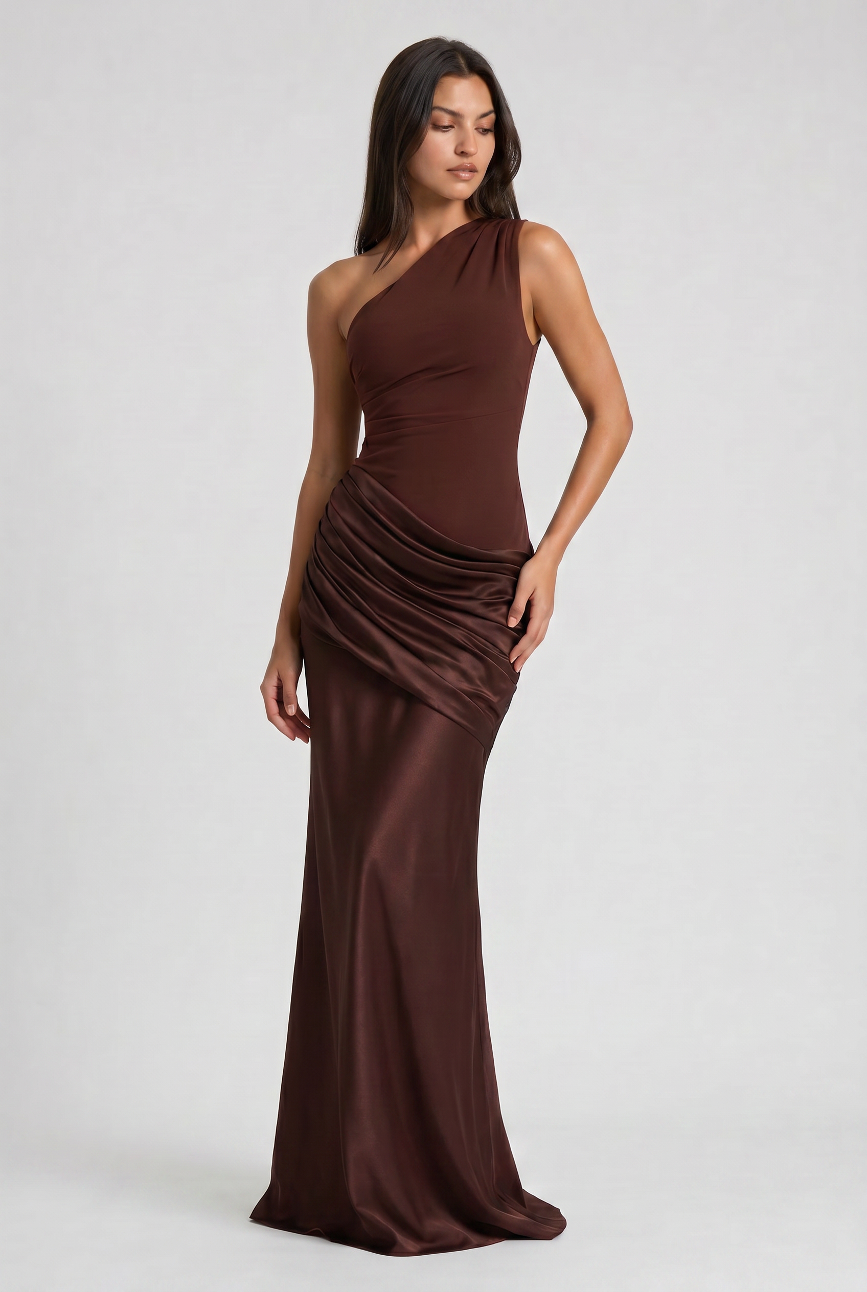 Hallie - Pleated Satin Maxi Dress