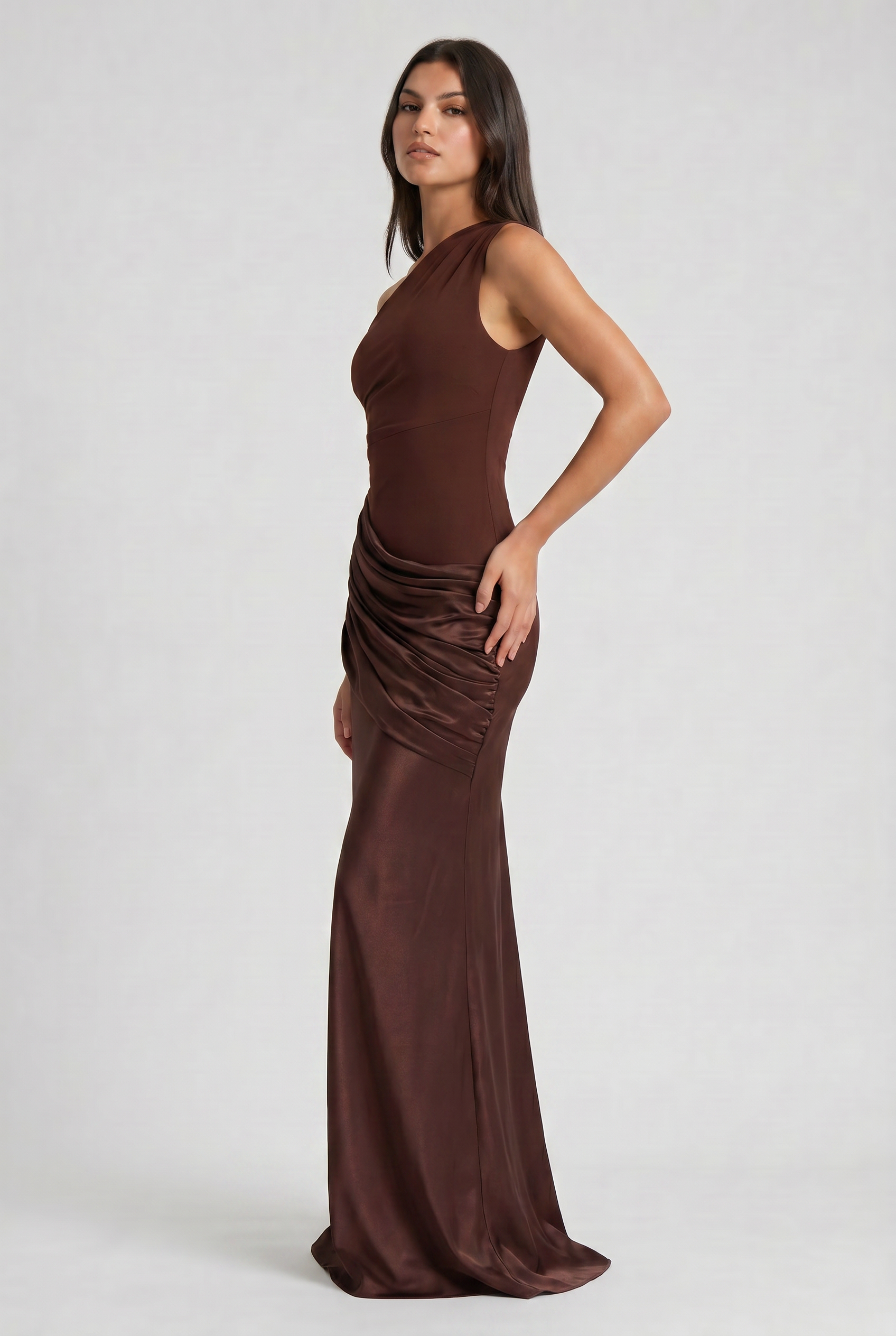 Hallie - Pleated Satin Maxi Dress