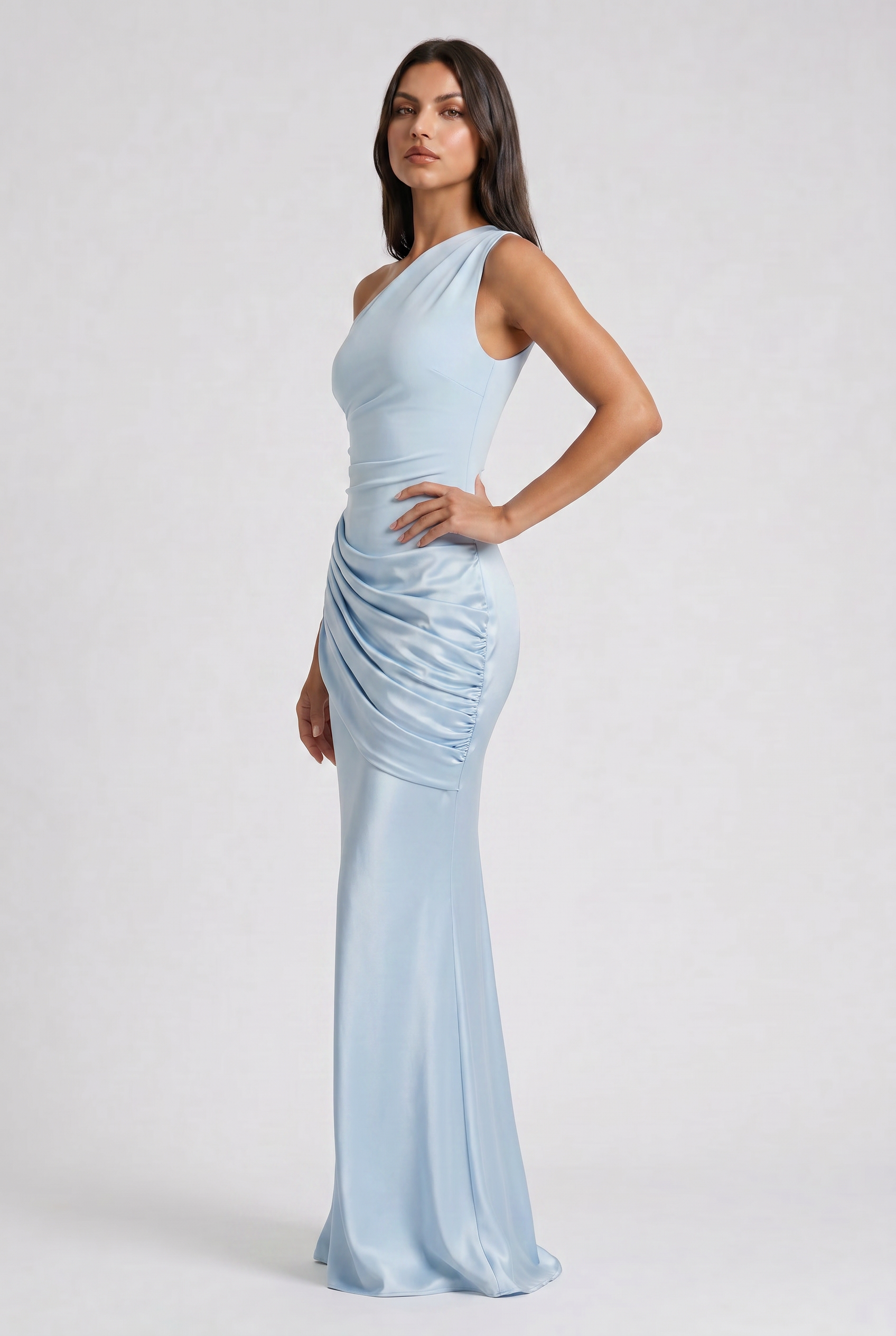 Hallie - Pleated Satin Maxi Dress