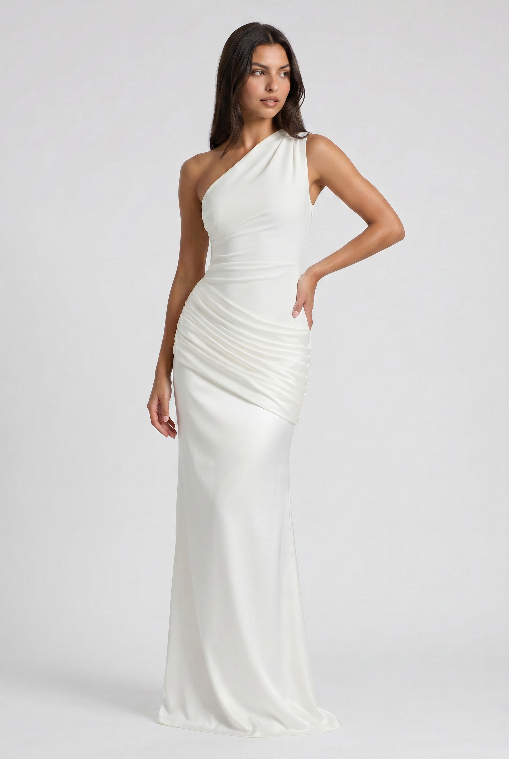 Hallie - Pleated Satin Maxi Dress