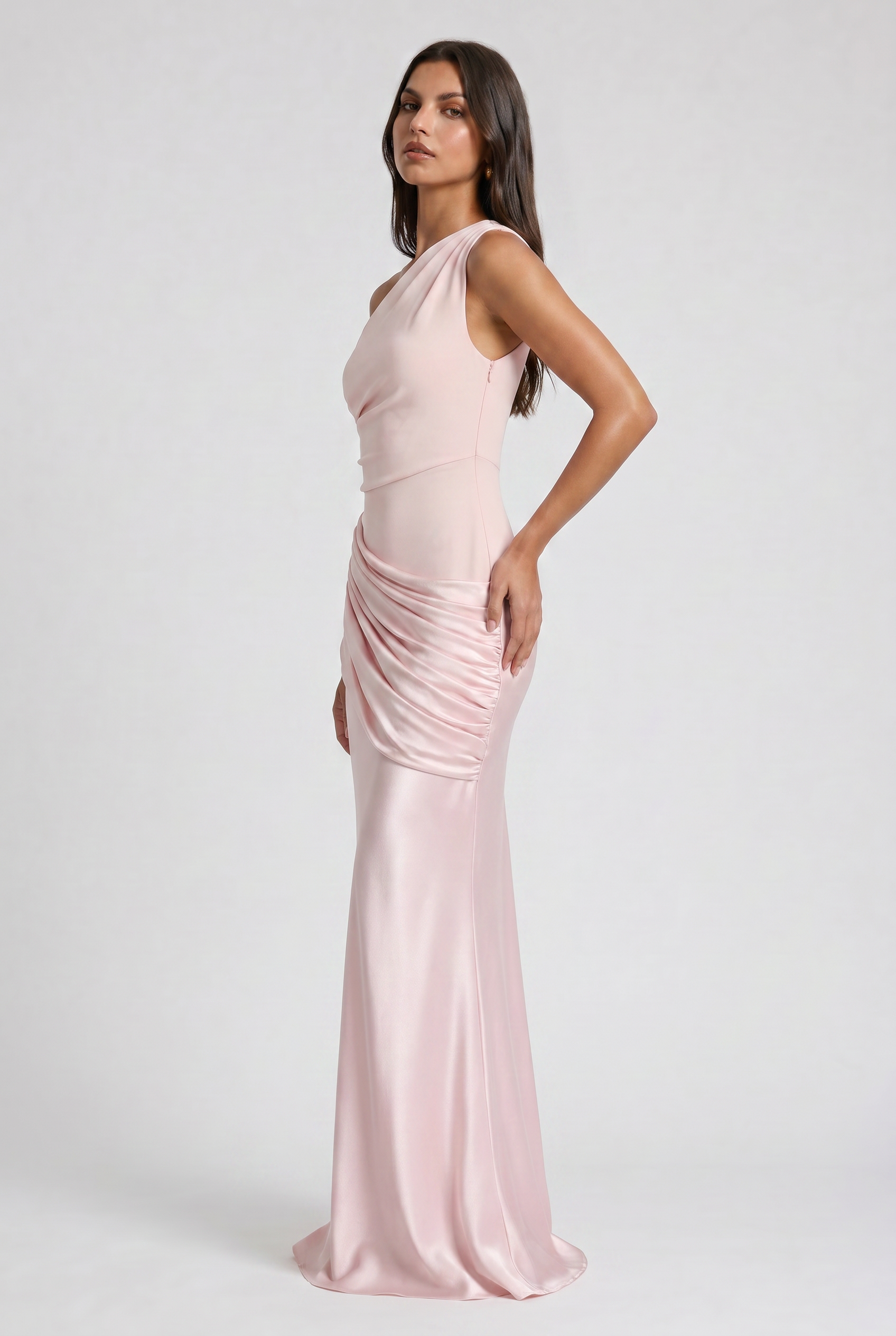 Hallie - Pleated Satin Maxi Dress