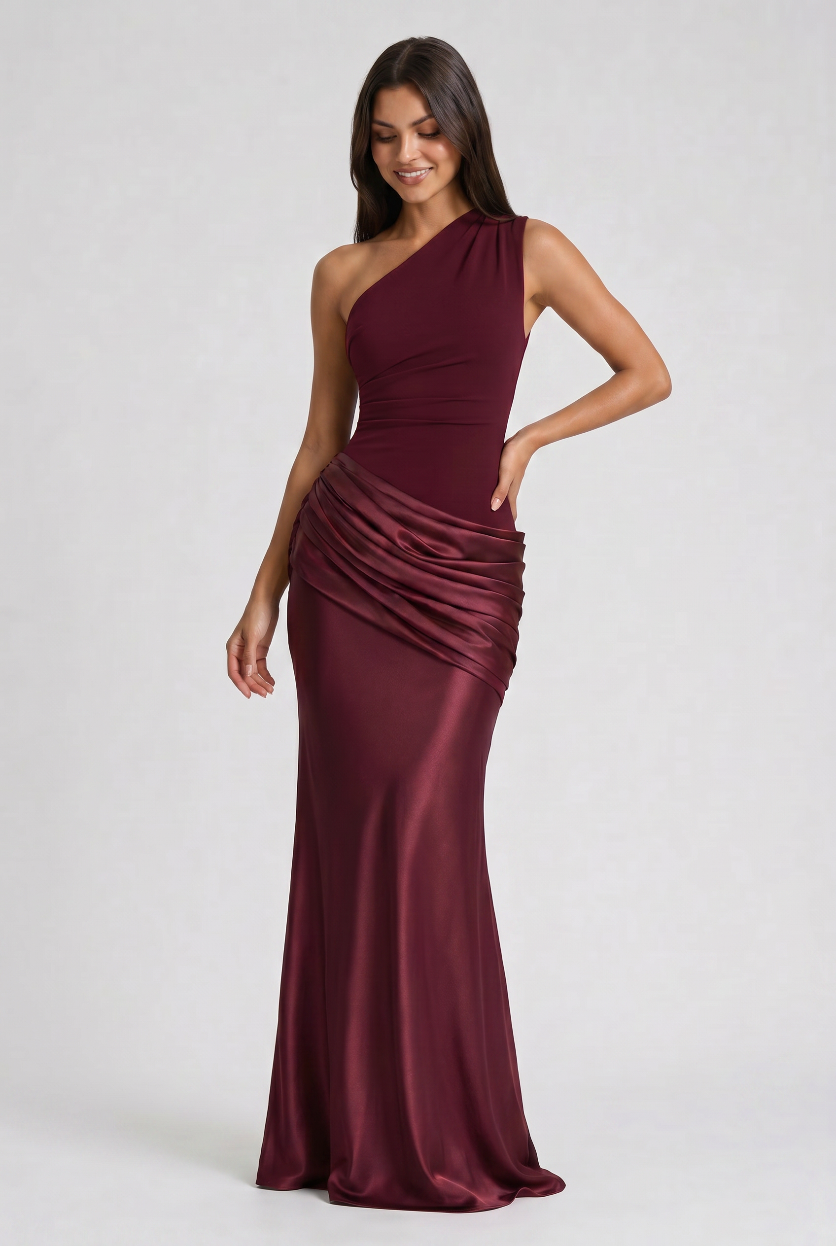 Hallie - Pleated Satin Maxi Dress