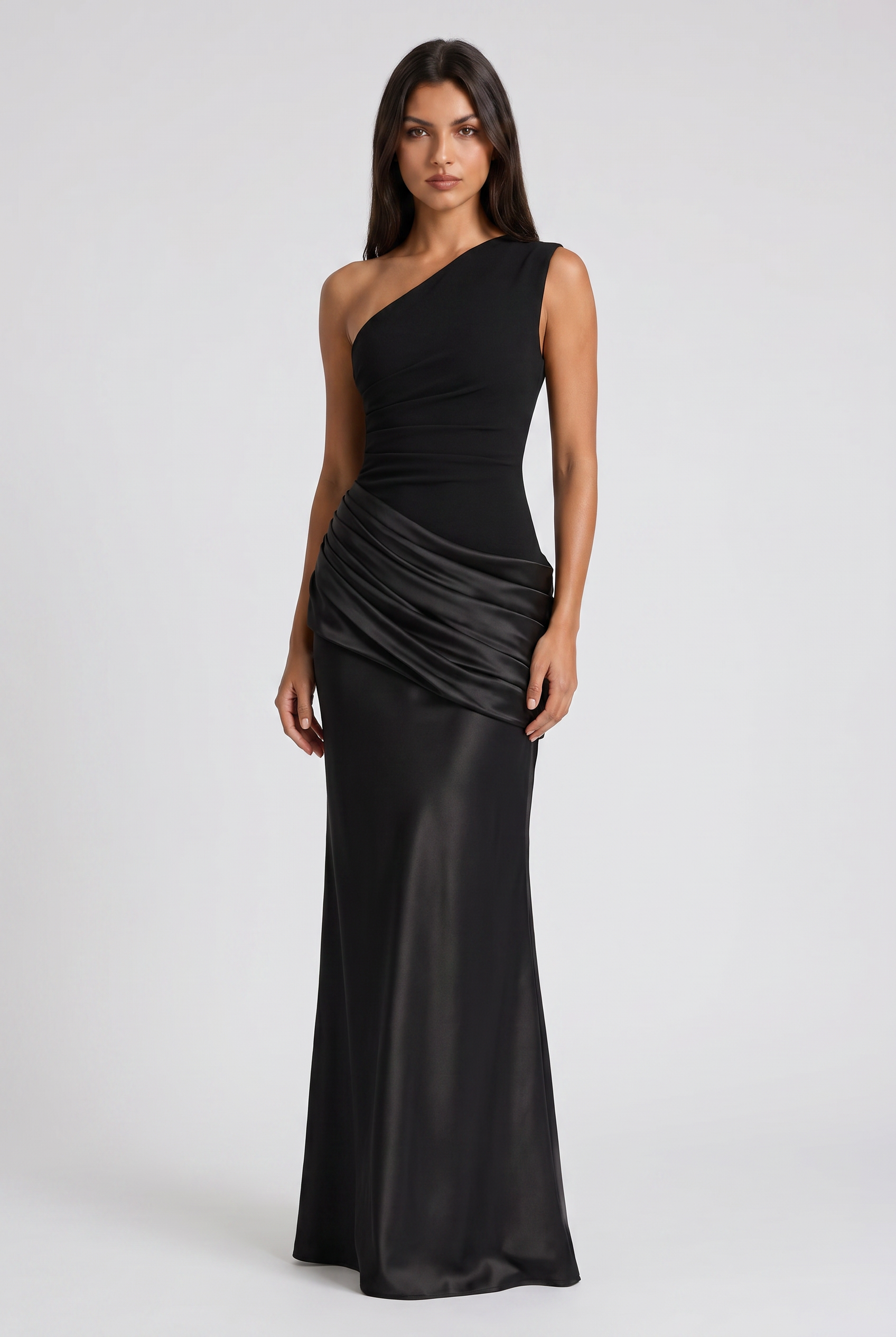 Hallie - Pleated Satin Maxi Dress