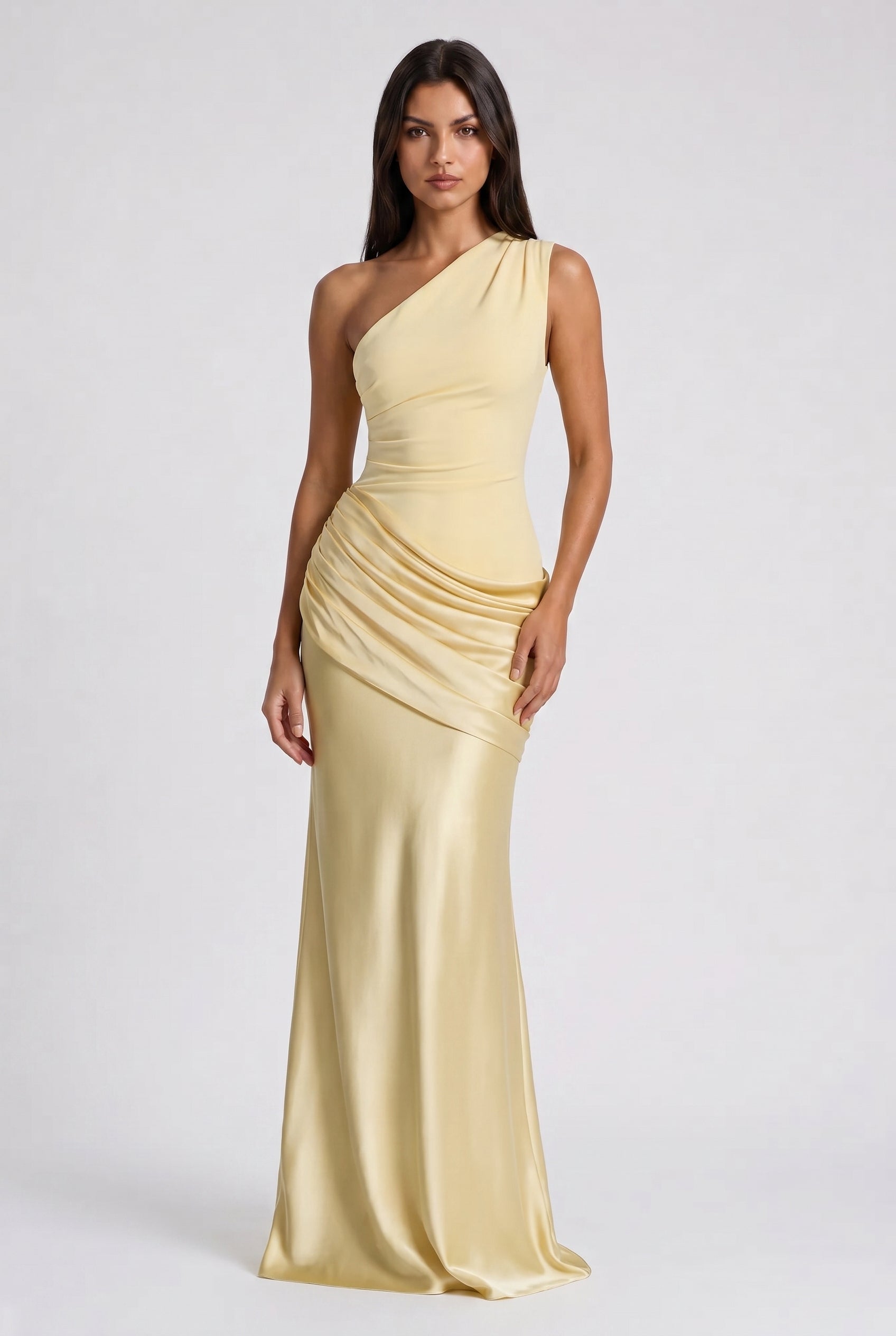 Hallie - Pleated Satin Maxi Dress