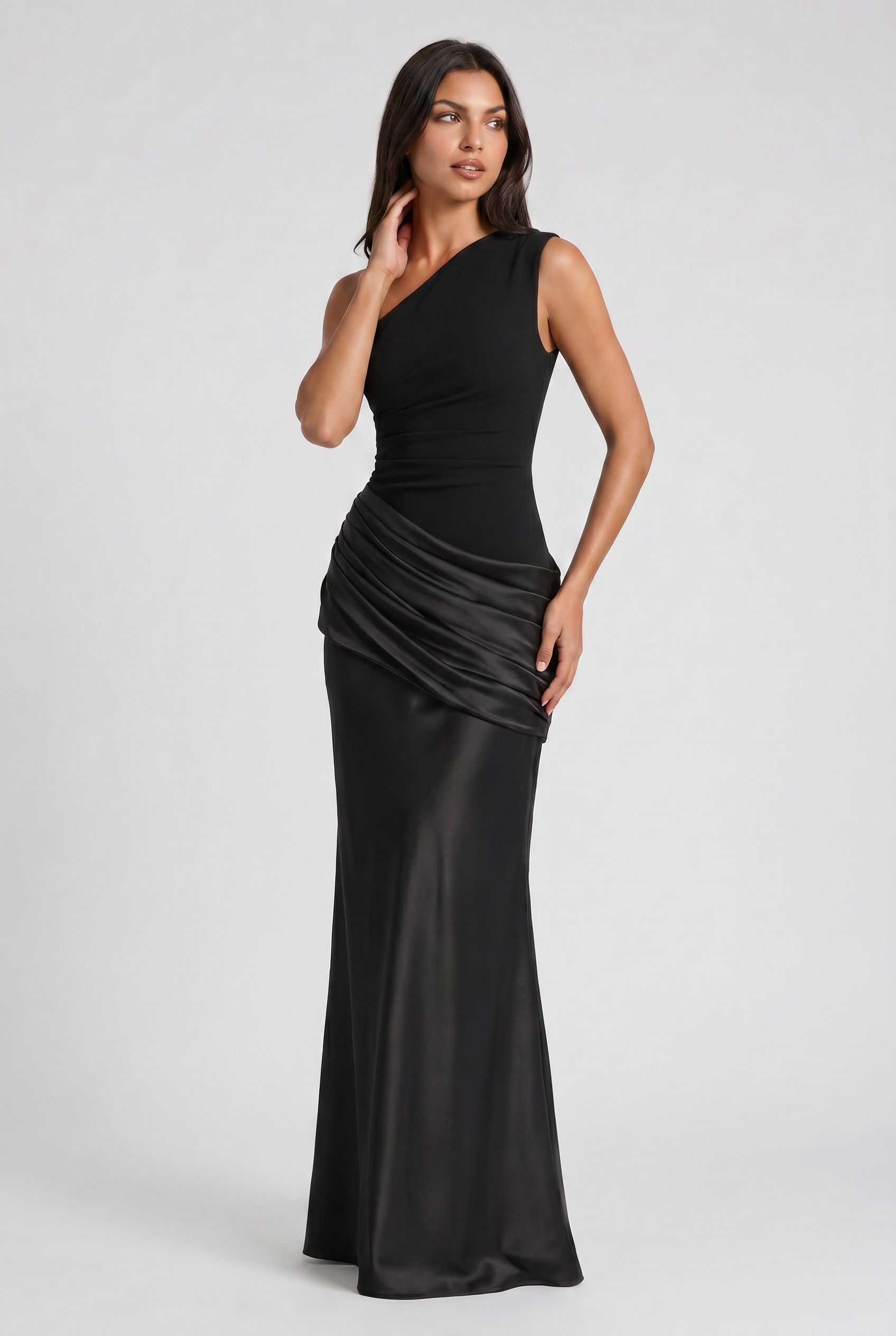 Hallie - Pleated Satin Maxi Dress