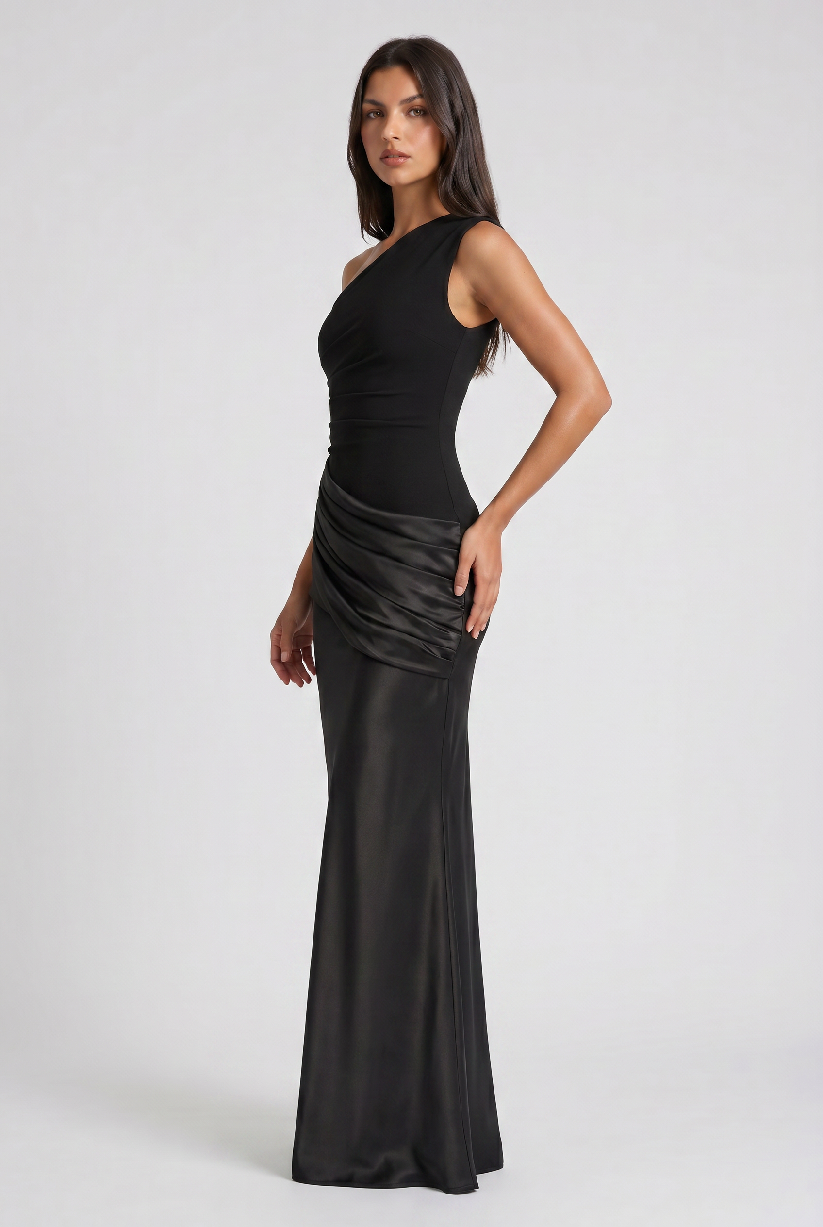 Hallie - Pleated Satin Maxi Dress