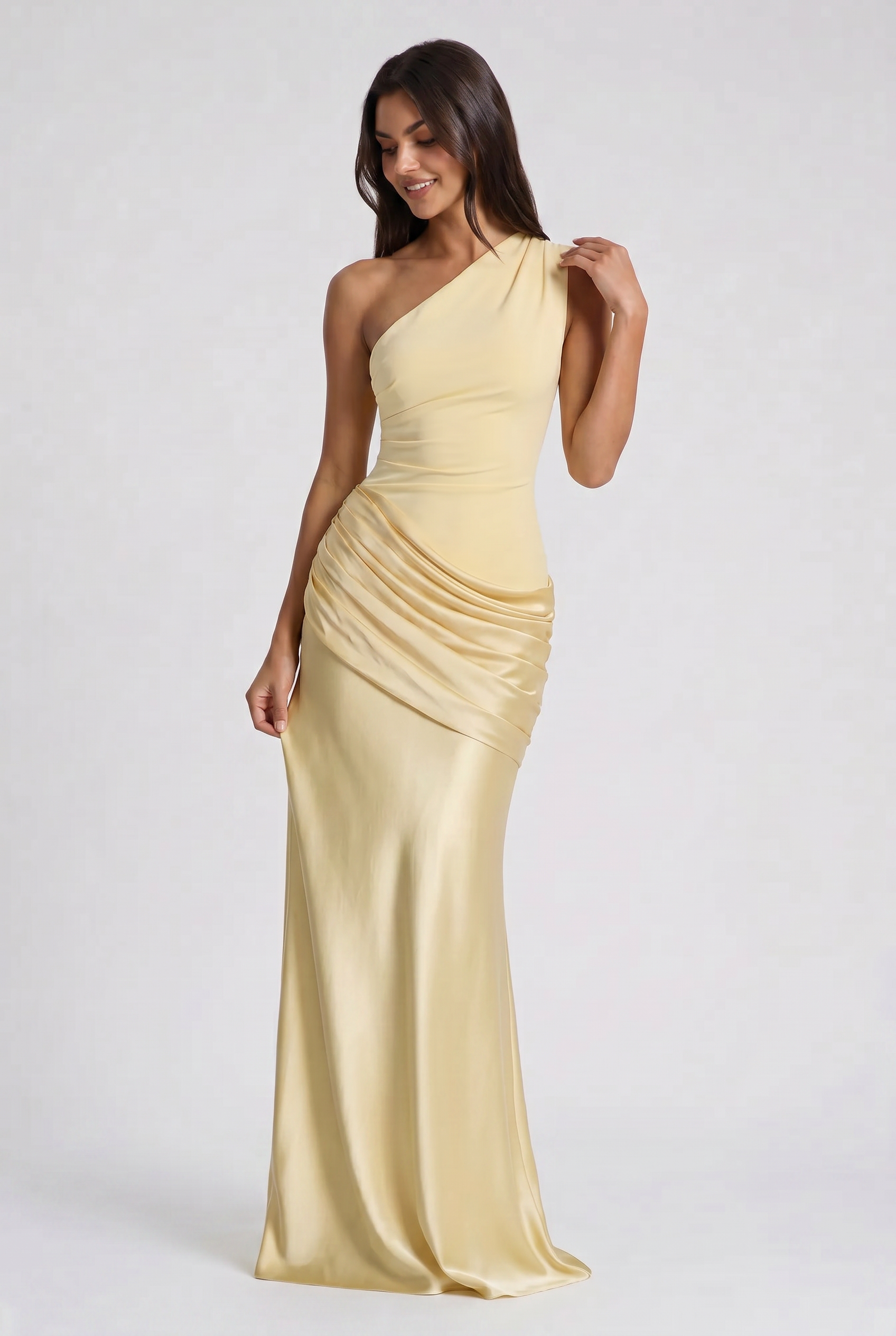 Hallie - Pleated Satin Maxi Dress