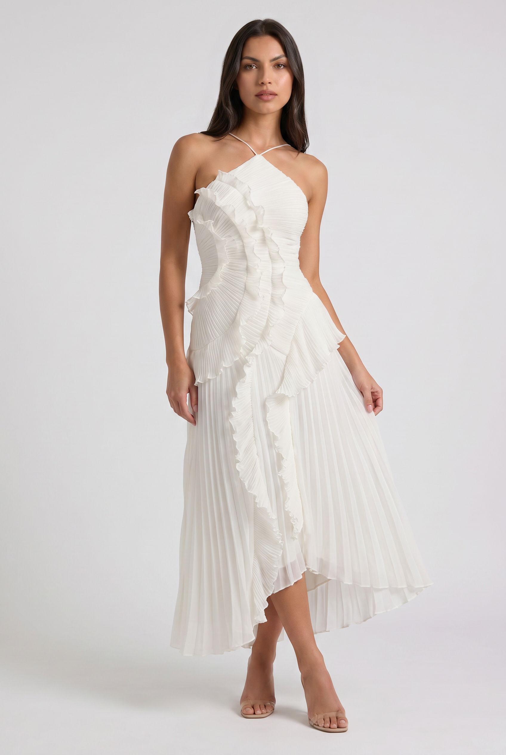Emily - Pleated Ruffle Maxi Dress