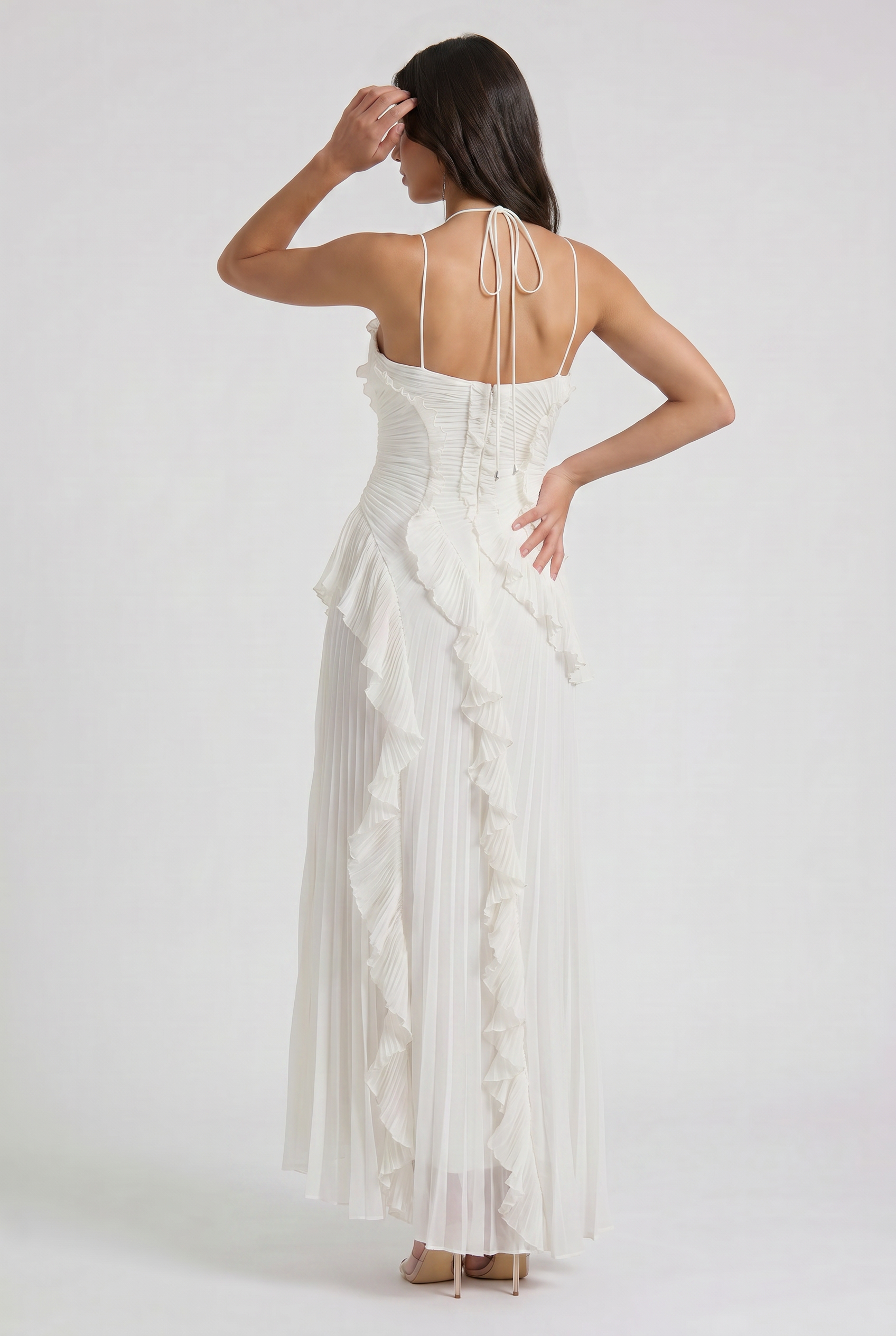 Emily - Pleated Ruffle Maxi Dress