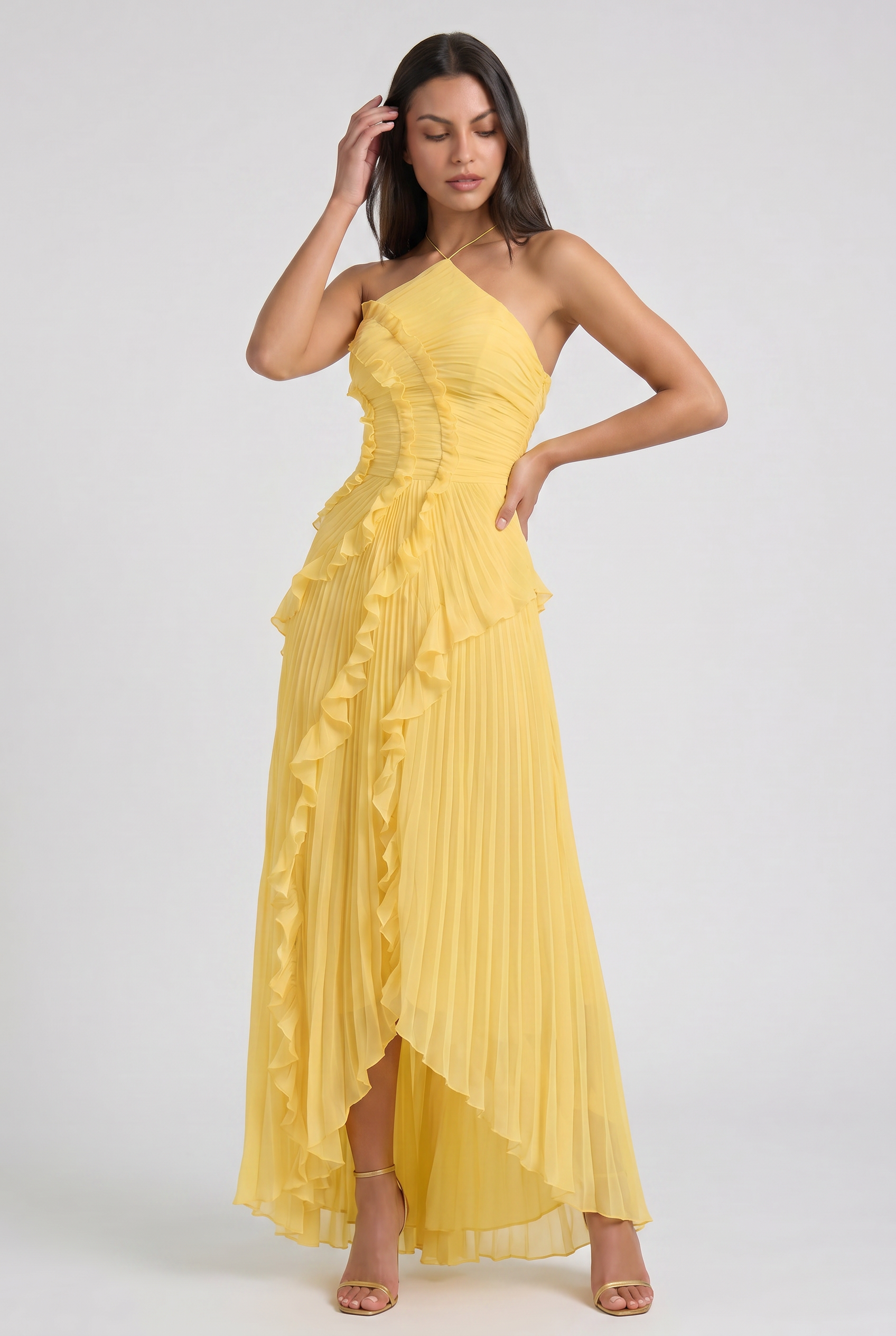 Emily - Pleated Ruffle Maxi Dress