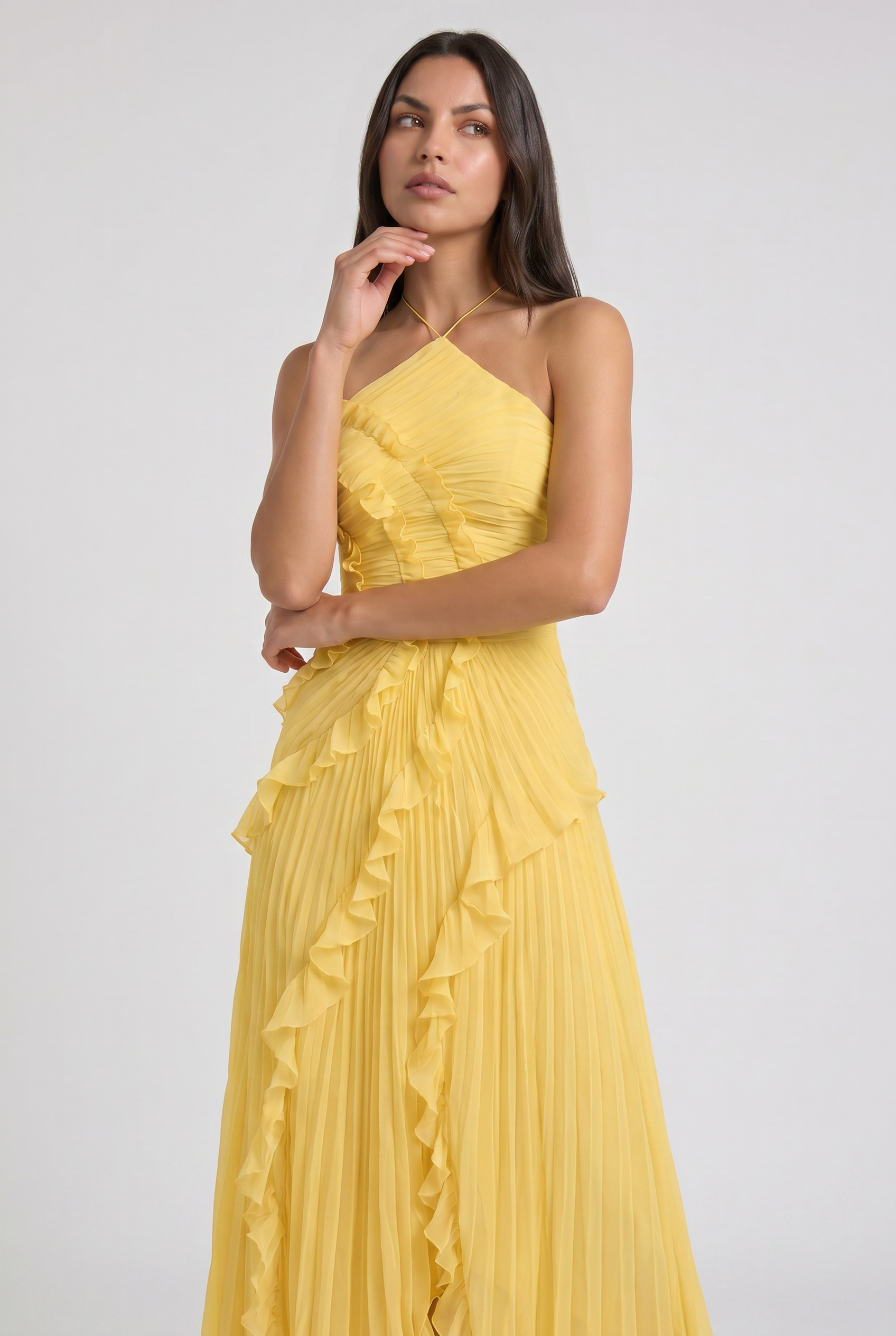 Emily - Pleated Ruffle Maxi Dress