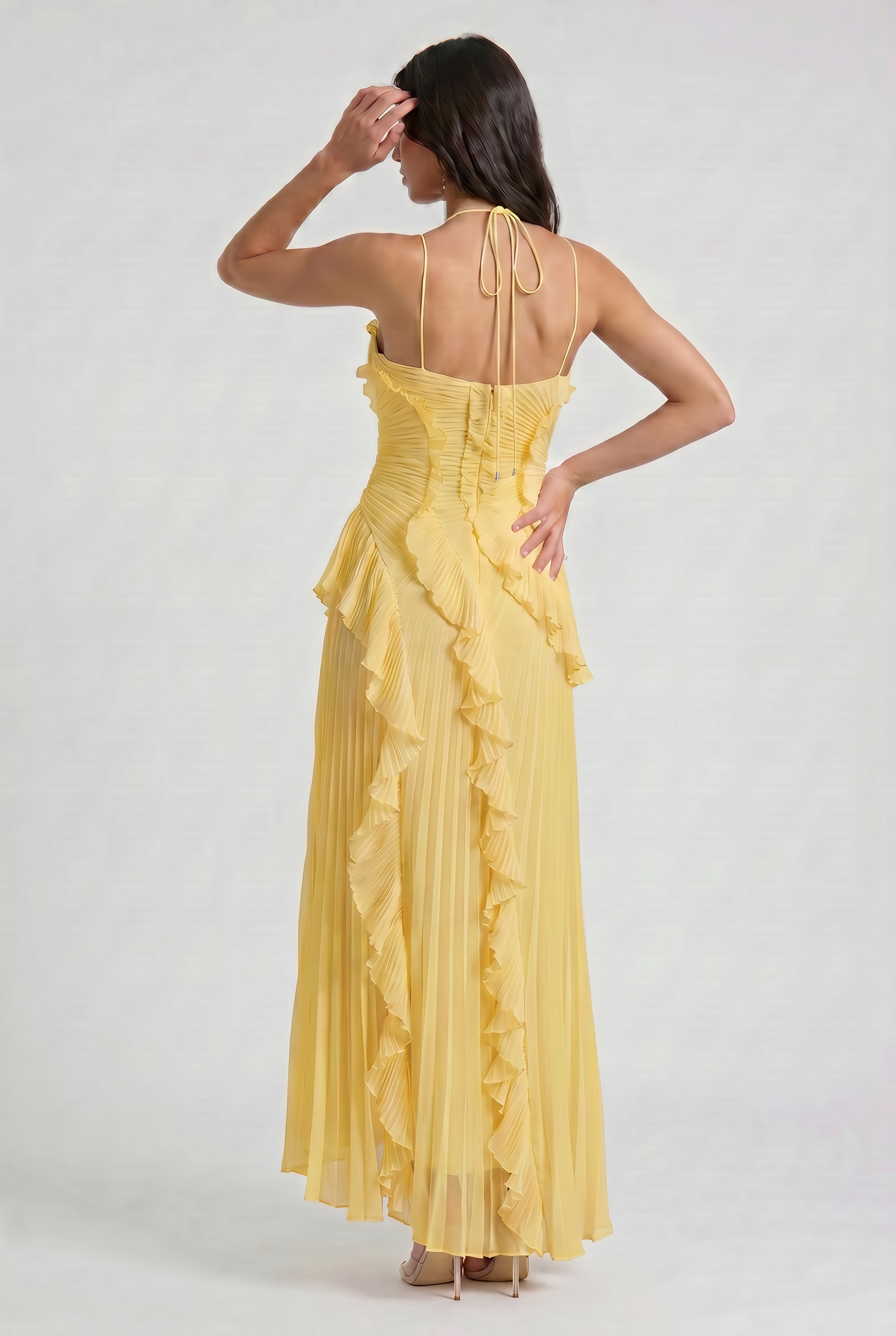 Emily - Pleated Ruffle Maxi Dress