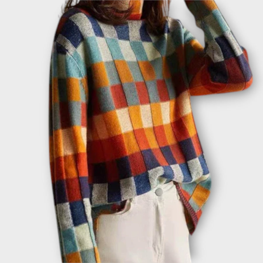 Erika - Patchwork Turtleneck Jumper