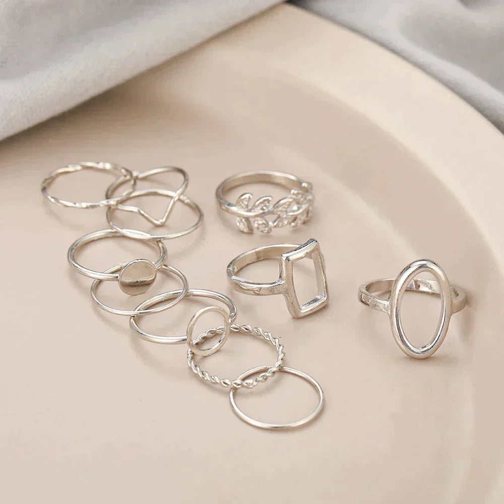 Pack 11 Silver Rings