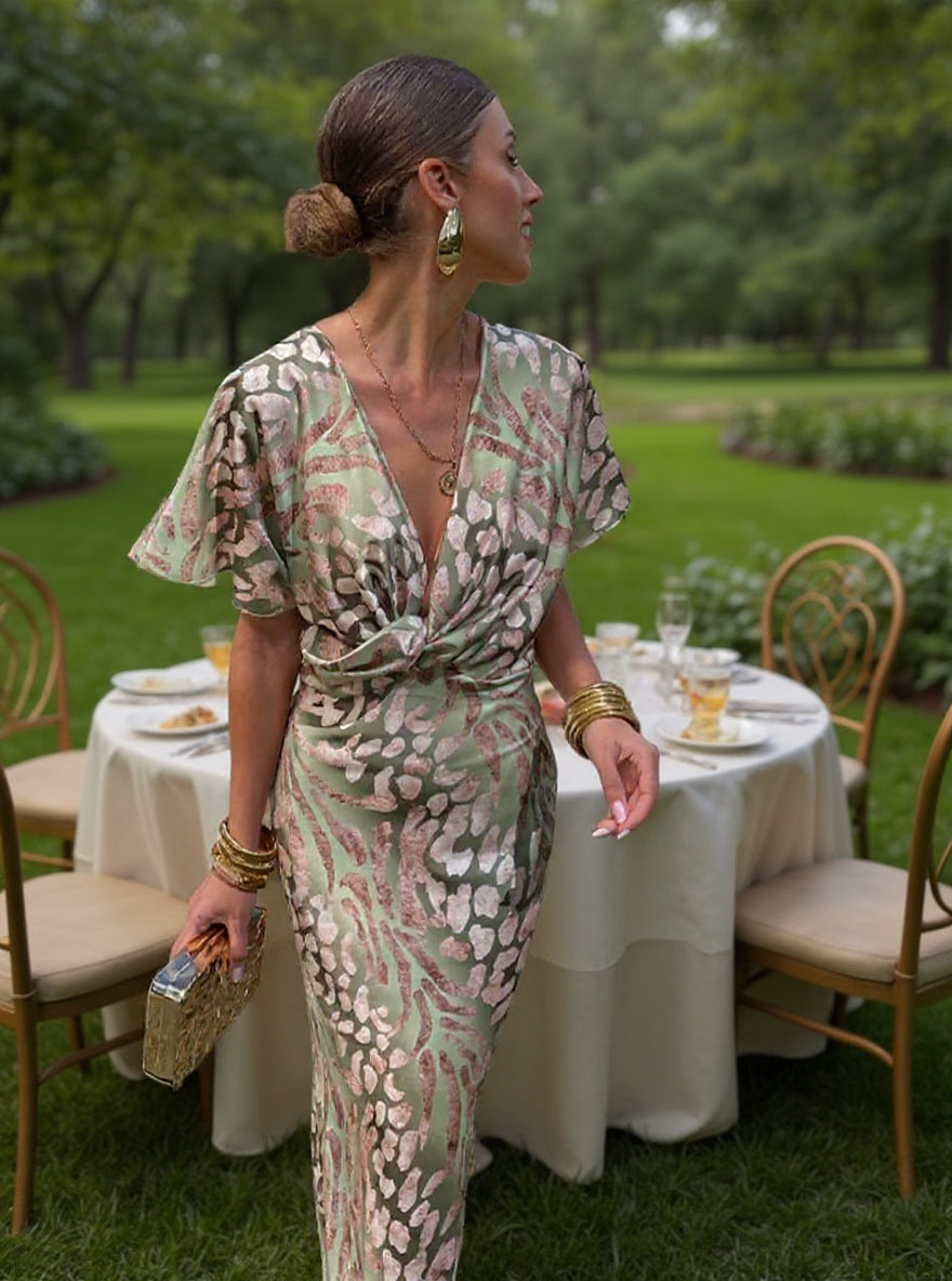 Layla - Elegant Copper Midi Dress