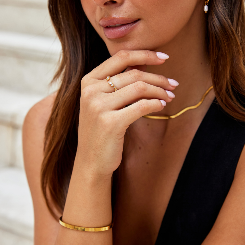 Angel Crystal Gold Vine Ring