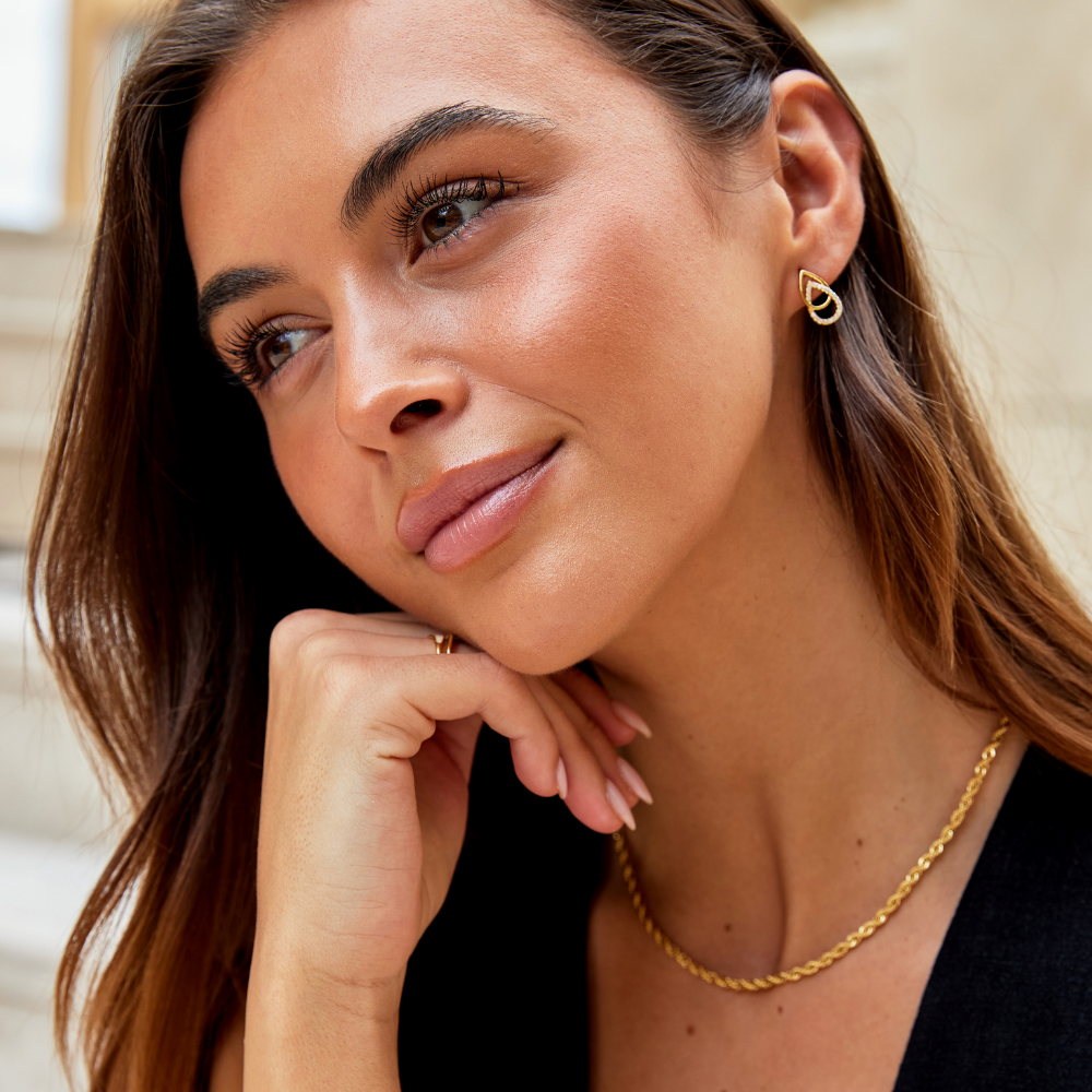 Double Pearl drop Earrings